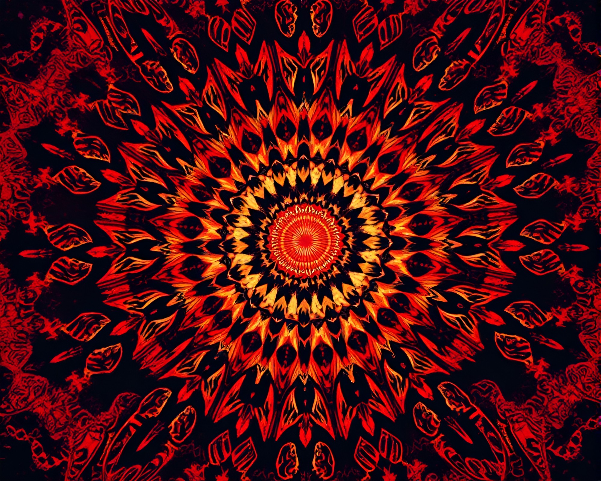 Ethereal Mandala Brick Red Dadaist Collage Art – free AI stock image