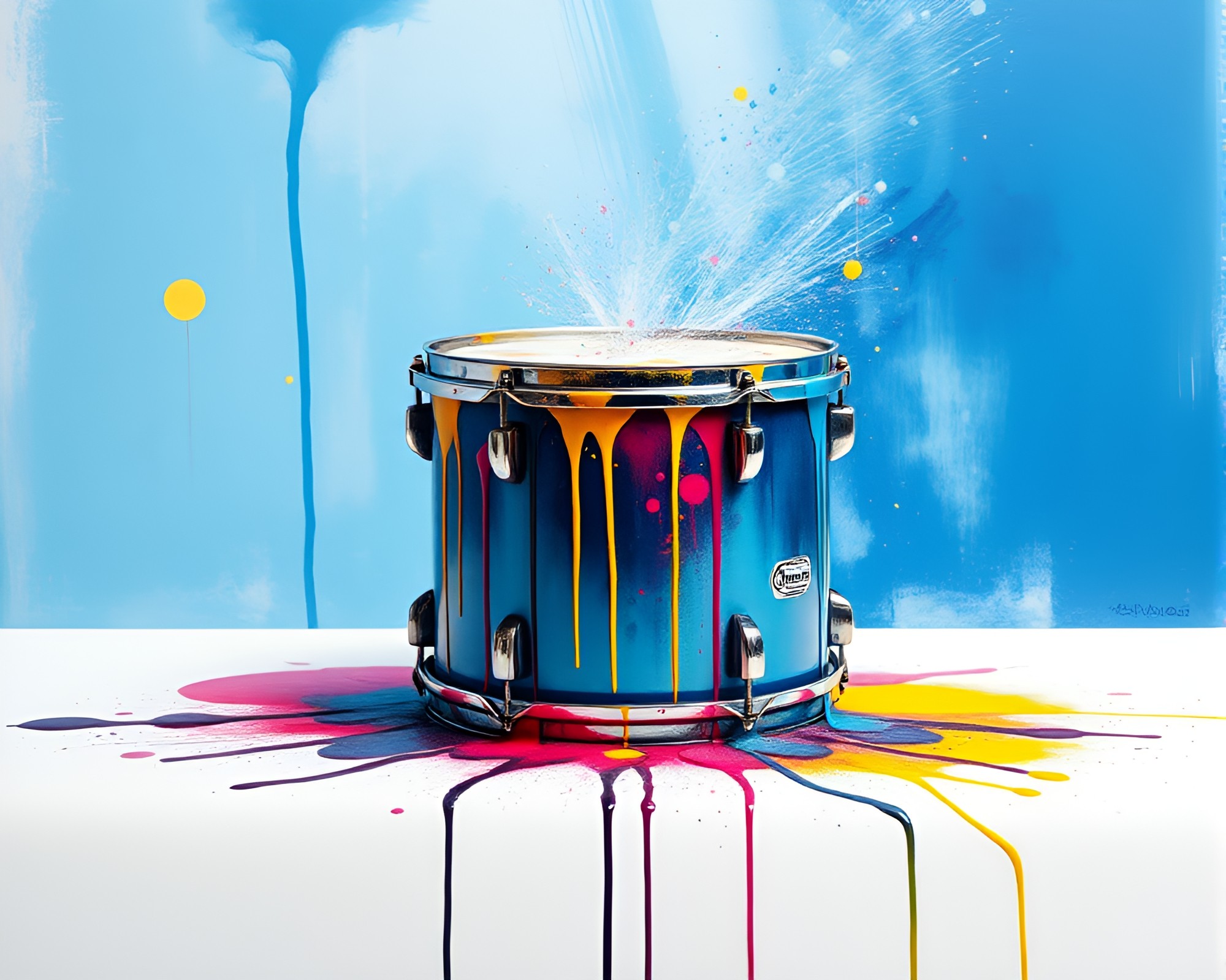 Abstract Drum Art with Spray Paint Drips – free AI stock image
