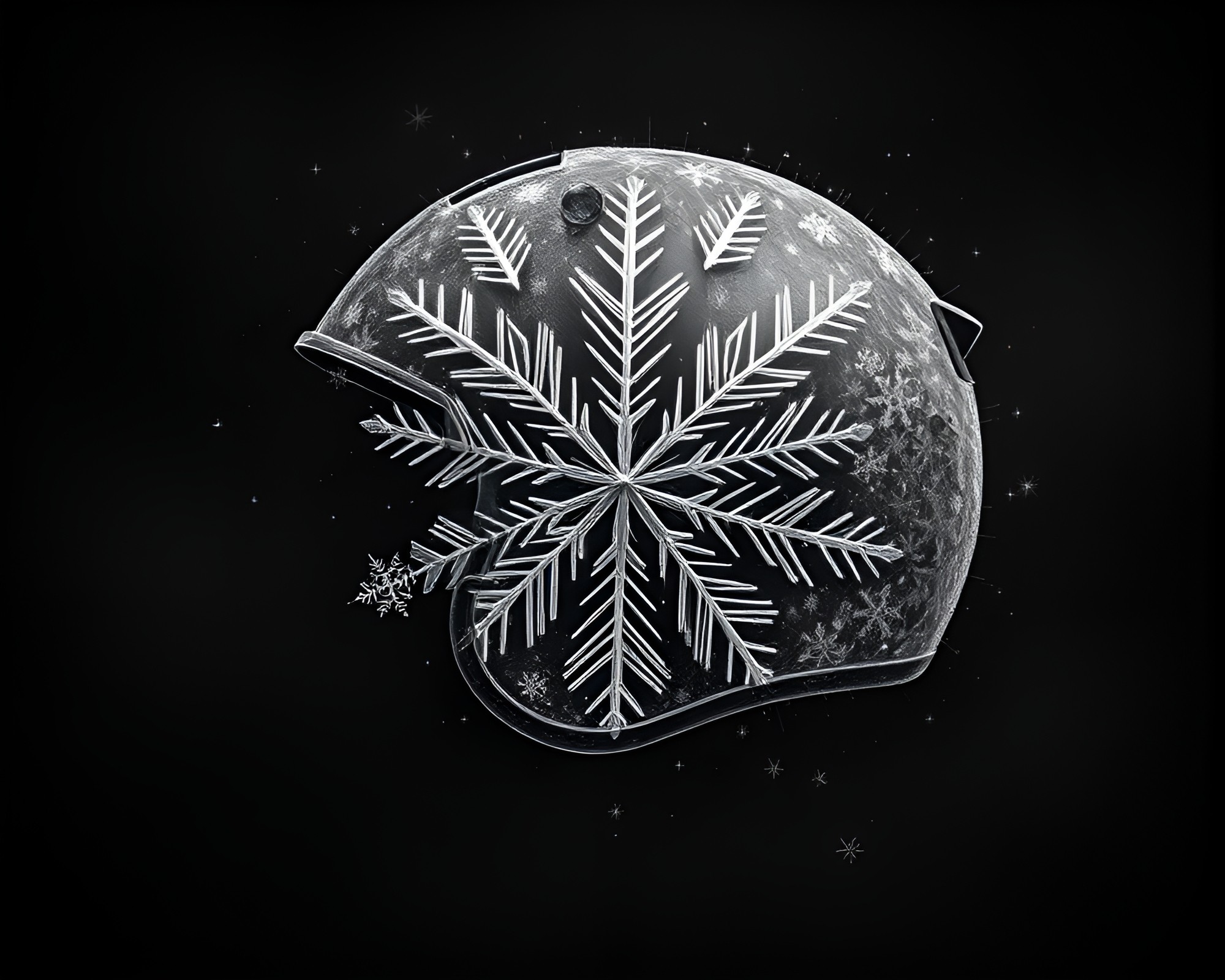Fractal Snowflake Helmet: Graphite Gray Wonderland – free AI stock image