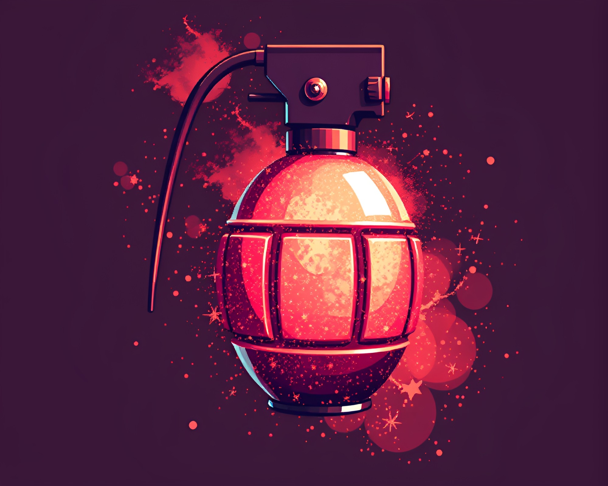 Futuristic Antimatter Grenade Explosion in Rose Gold Cel Shading – free AI stock image