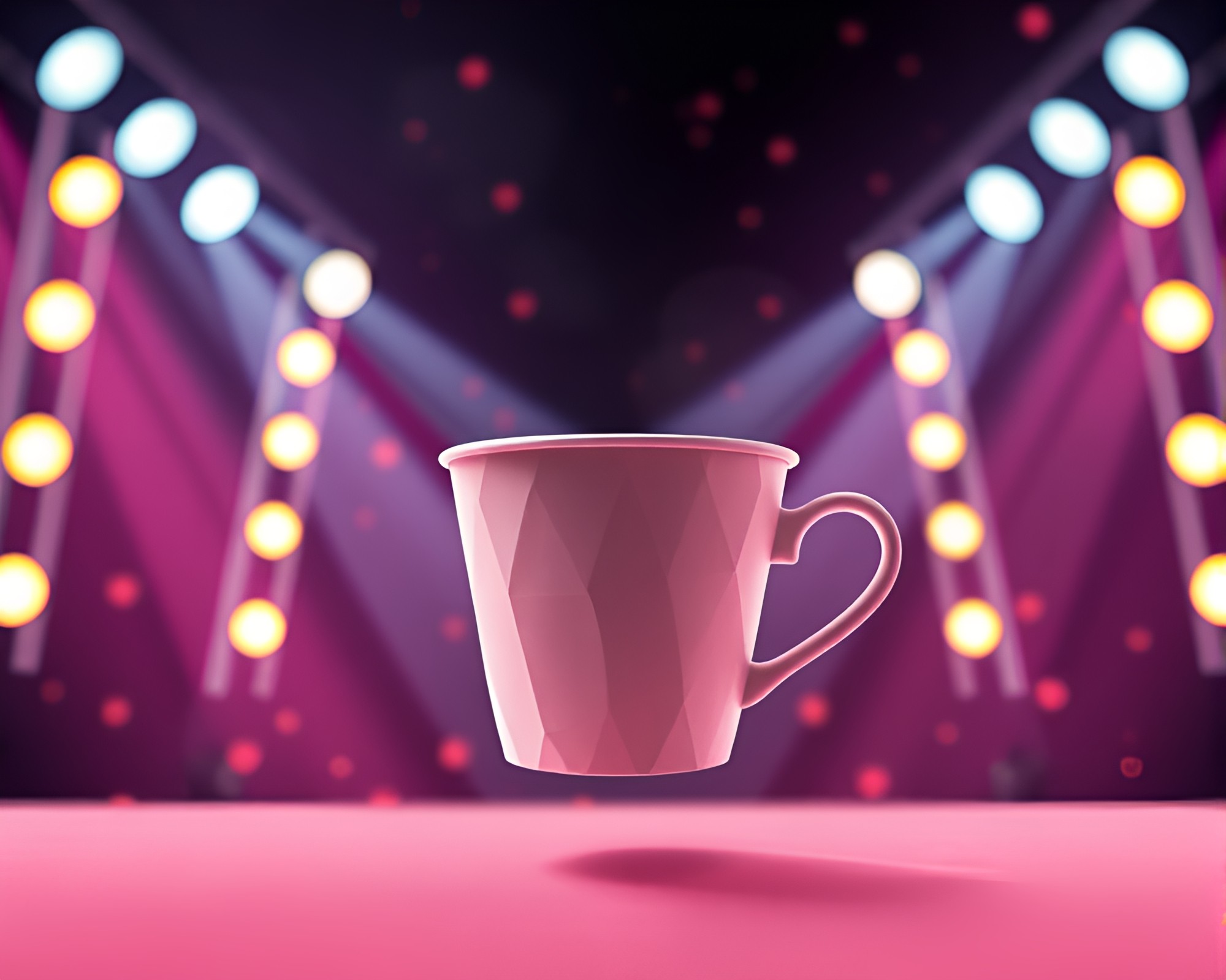 Retro Pixel Art Floating Tea Cup Concert Stage – free AI stock image