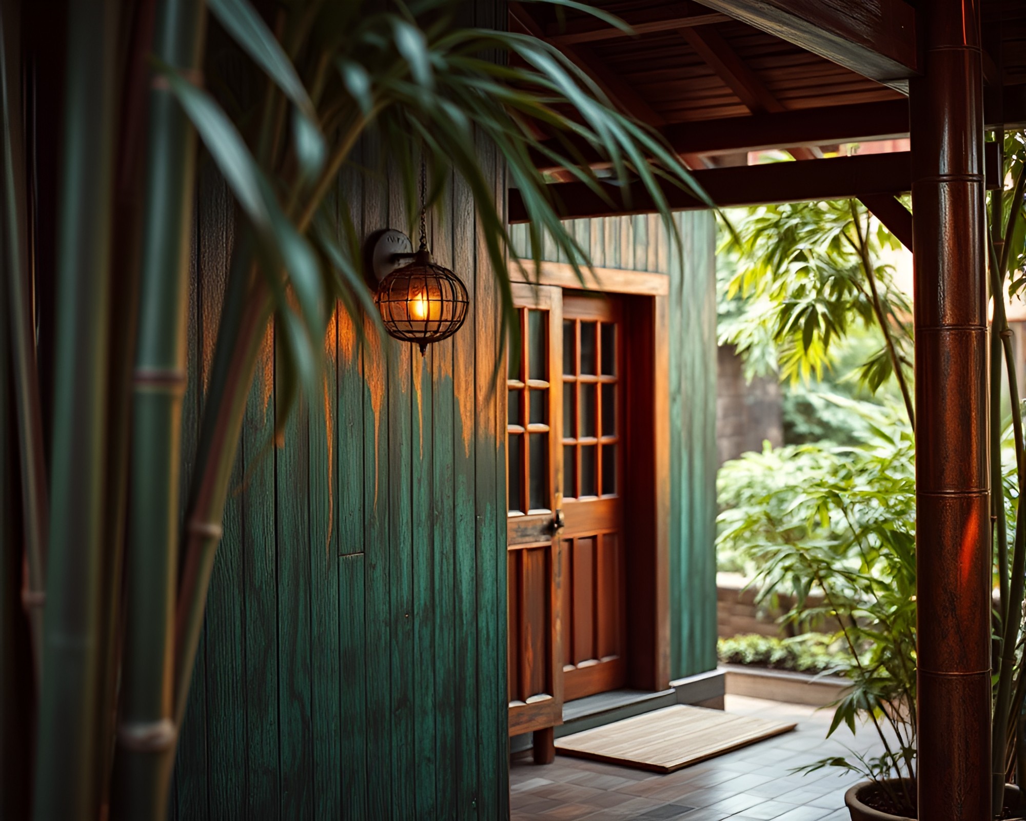 Copper Verdirgis Bamboo Hut Oasis – free AI stock image