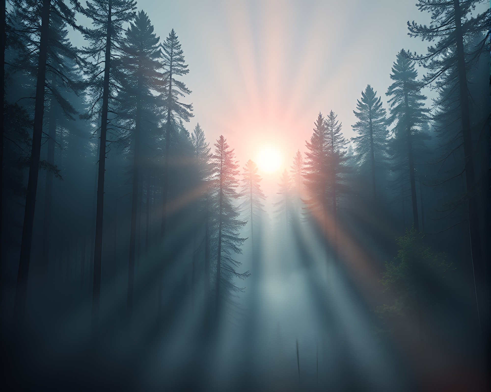 Forest Prism Refraction Op Art at Dawn – free AI stock image