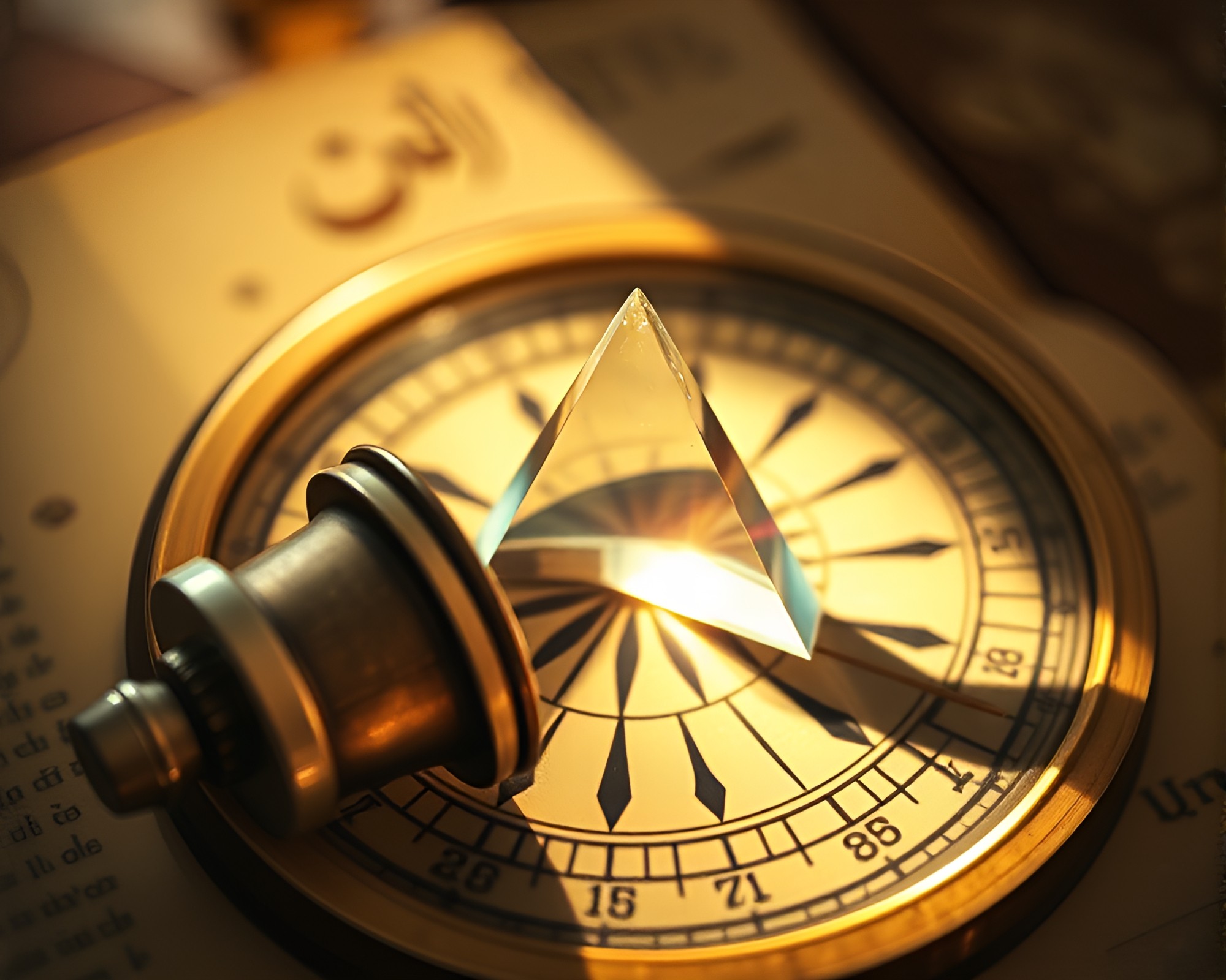 Prismatic Antique Compass in Children’s Book Illustration Style – free AI stock image