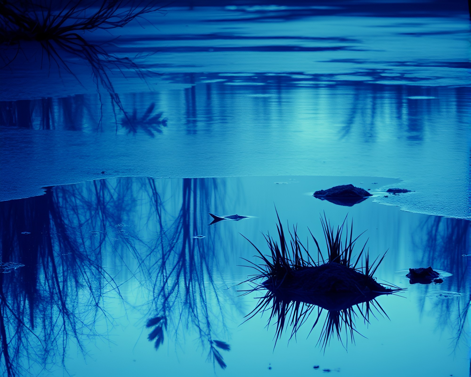 Savage River Mystique: Ultraviolet Puddle Reflections – free AI stock image