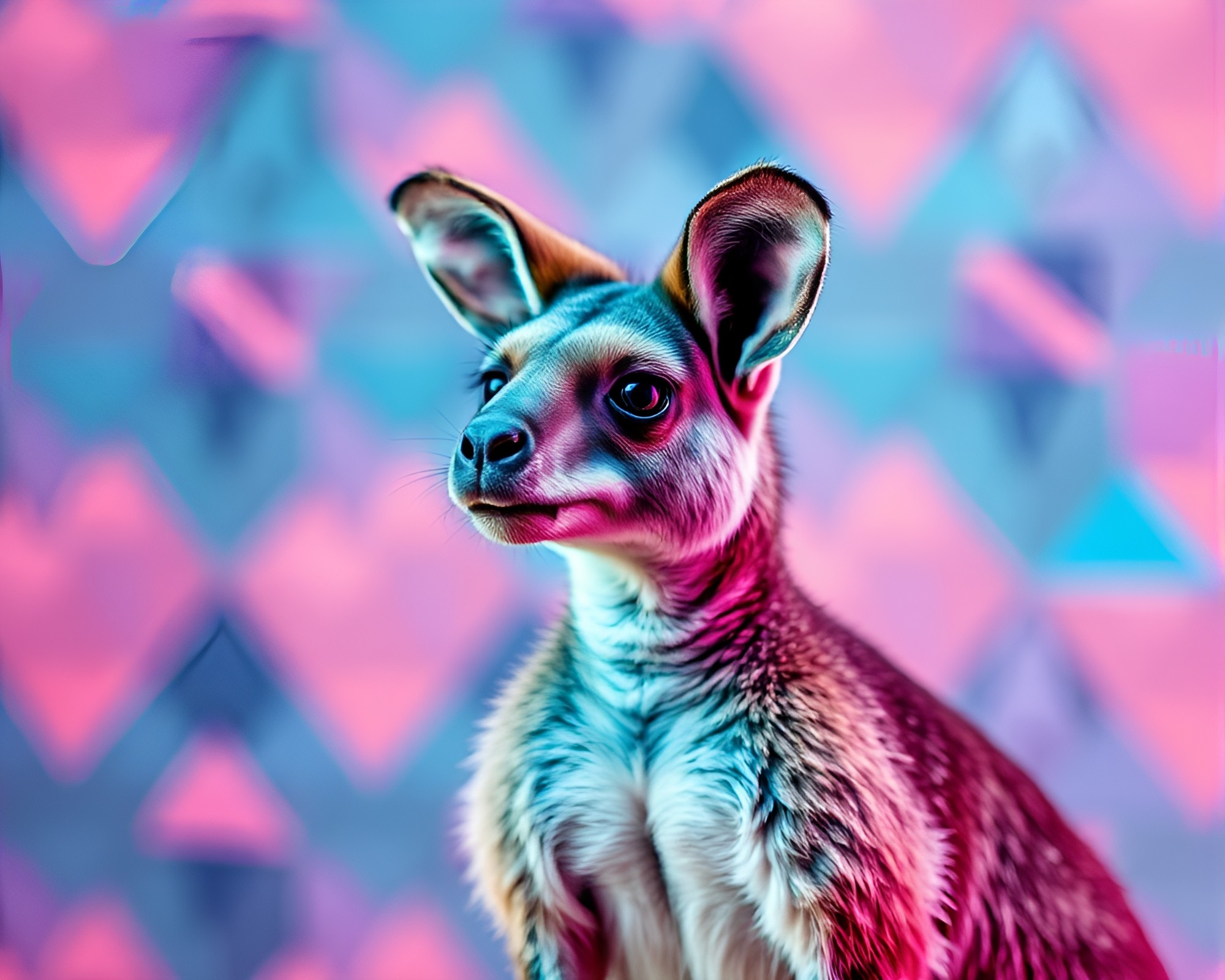 Kangaroo Kaleidoscope: Neon Pastel Patterns – free AI stock image