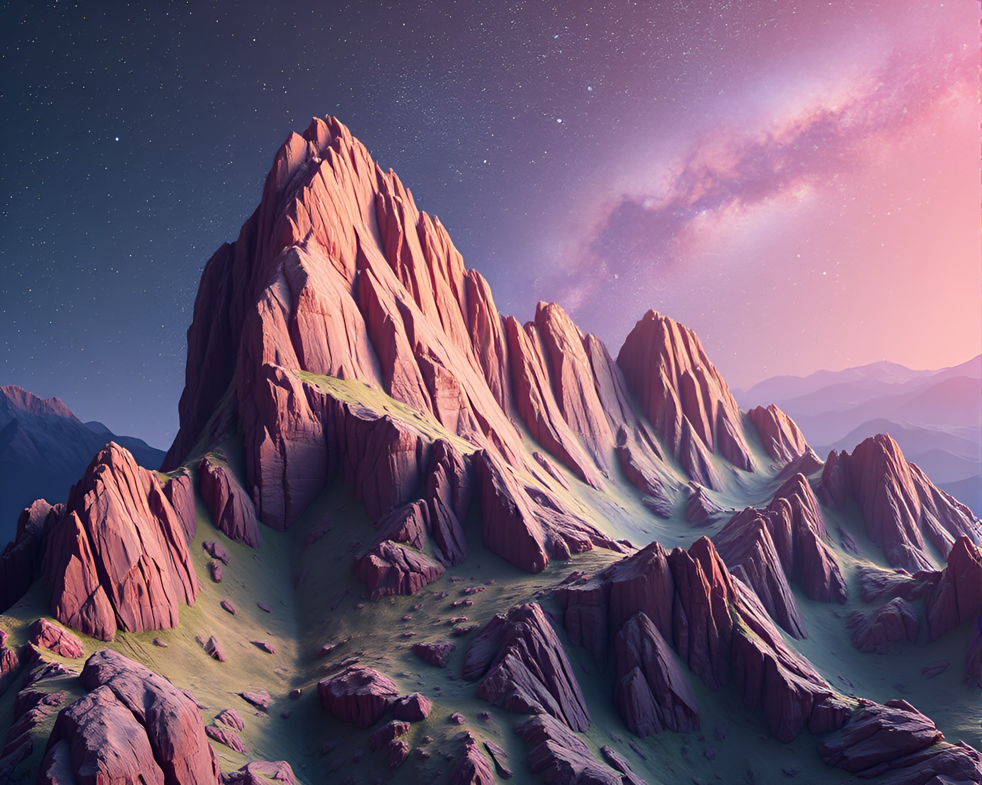 Exploring the Galactic Cliffs: Low-Poly Studio Art – free AI stock image