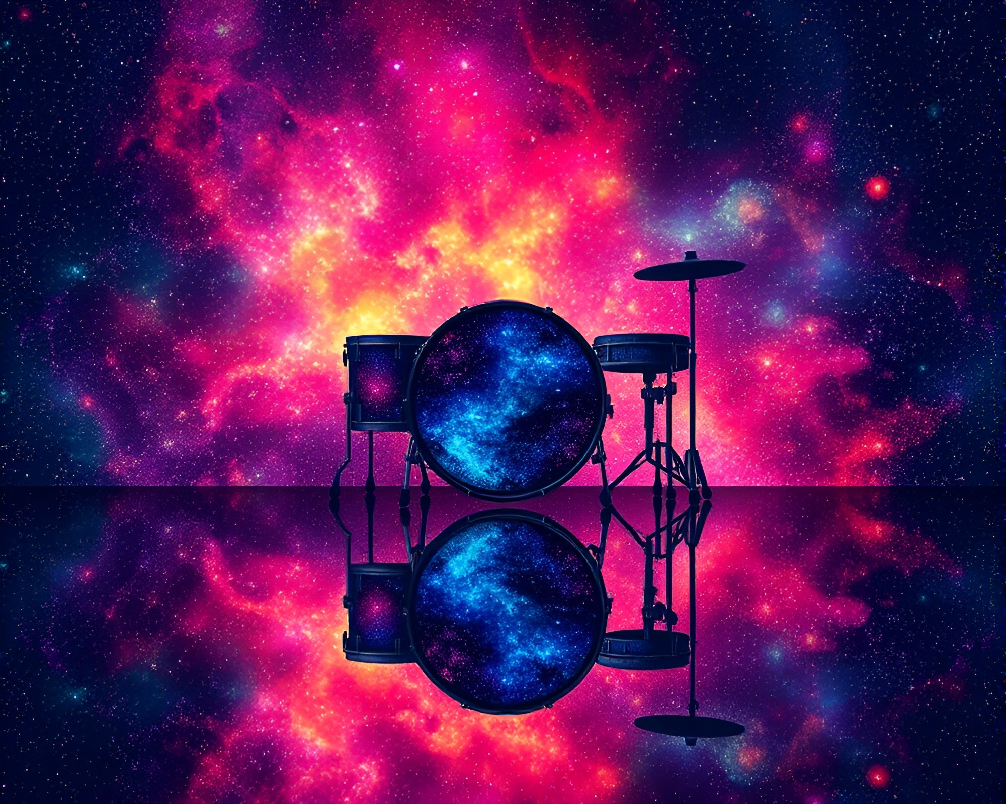 Drum Nebula Reflection in ASCII Palette – free AI stock image