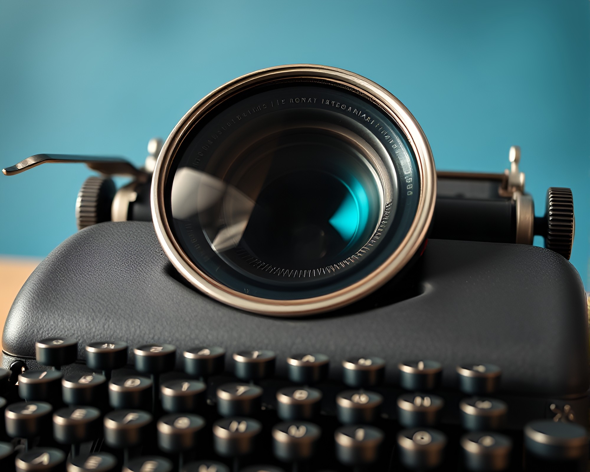 Vintage Typewriter in Arctic 3D Sunburst – free AI stock image