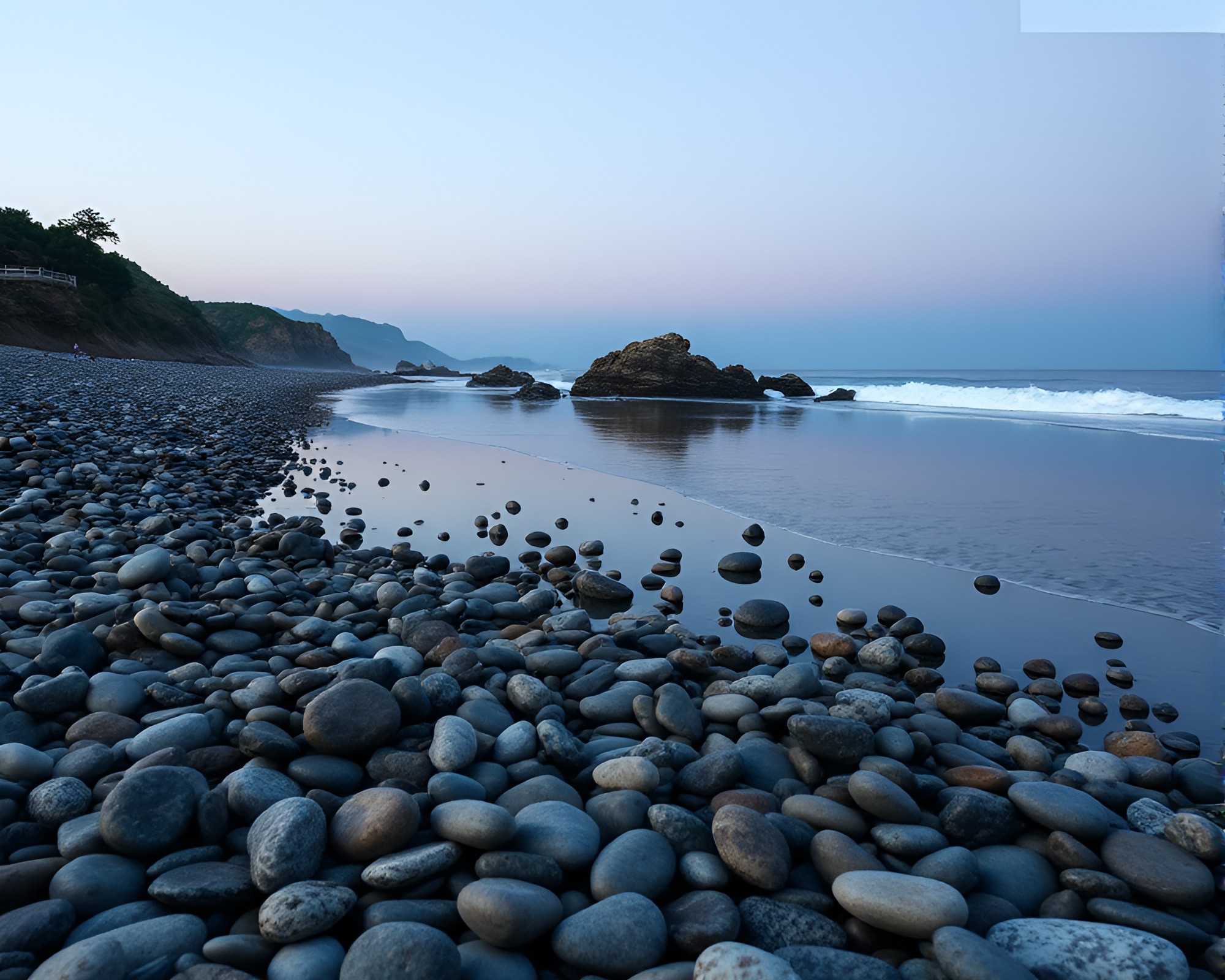 Coastline Reflections at Pebble Beach – free AI stock image