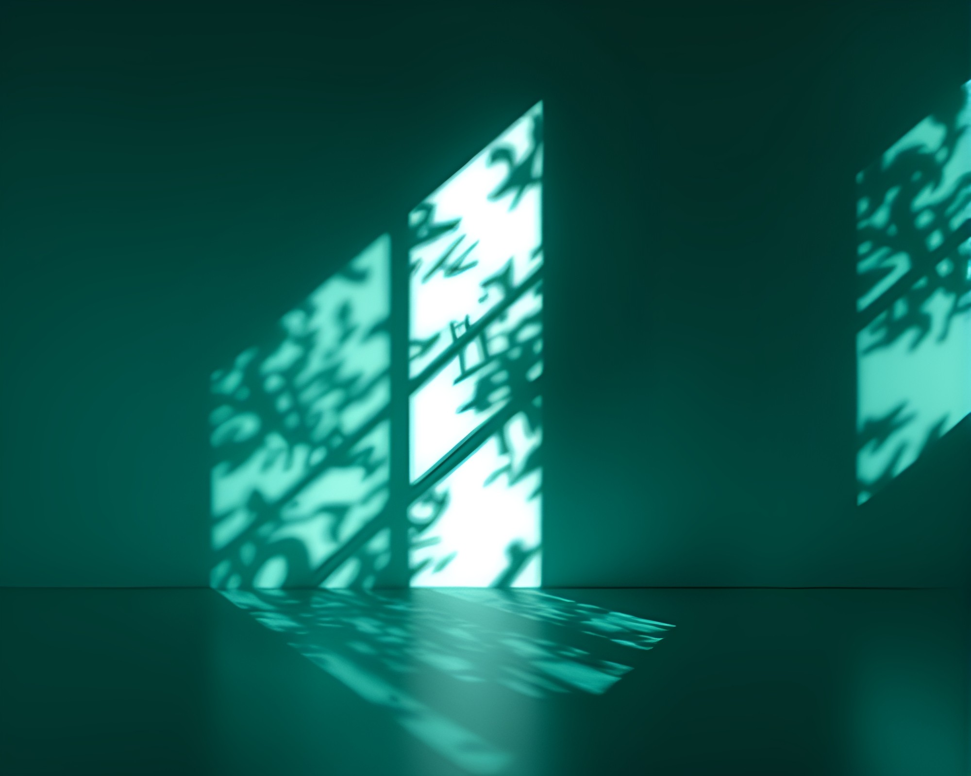 Teal Serenity in Dimensional Rift: Stencil Shadows – free AI stock image