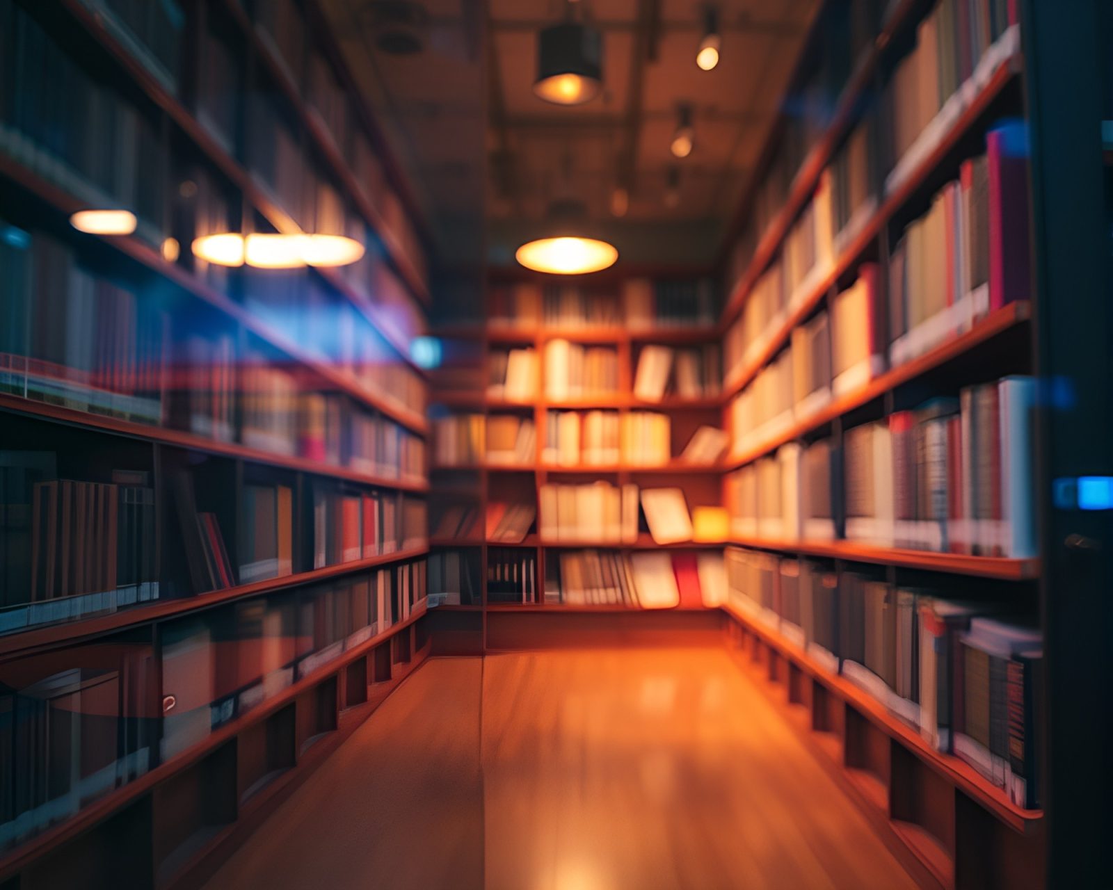 Vibrant holographic display in a dimly lit library