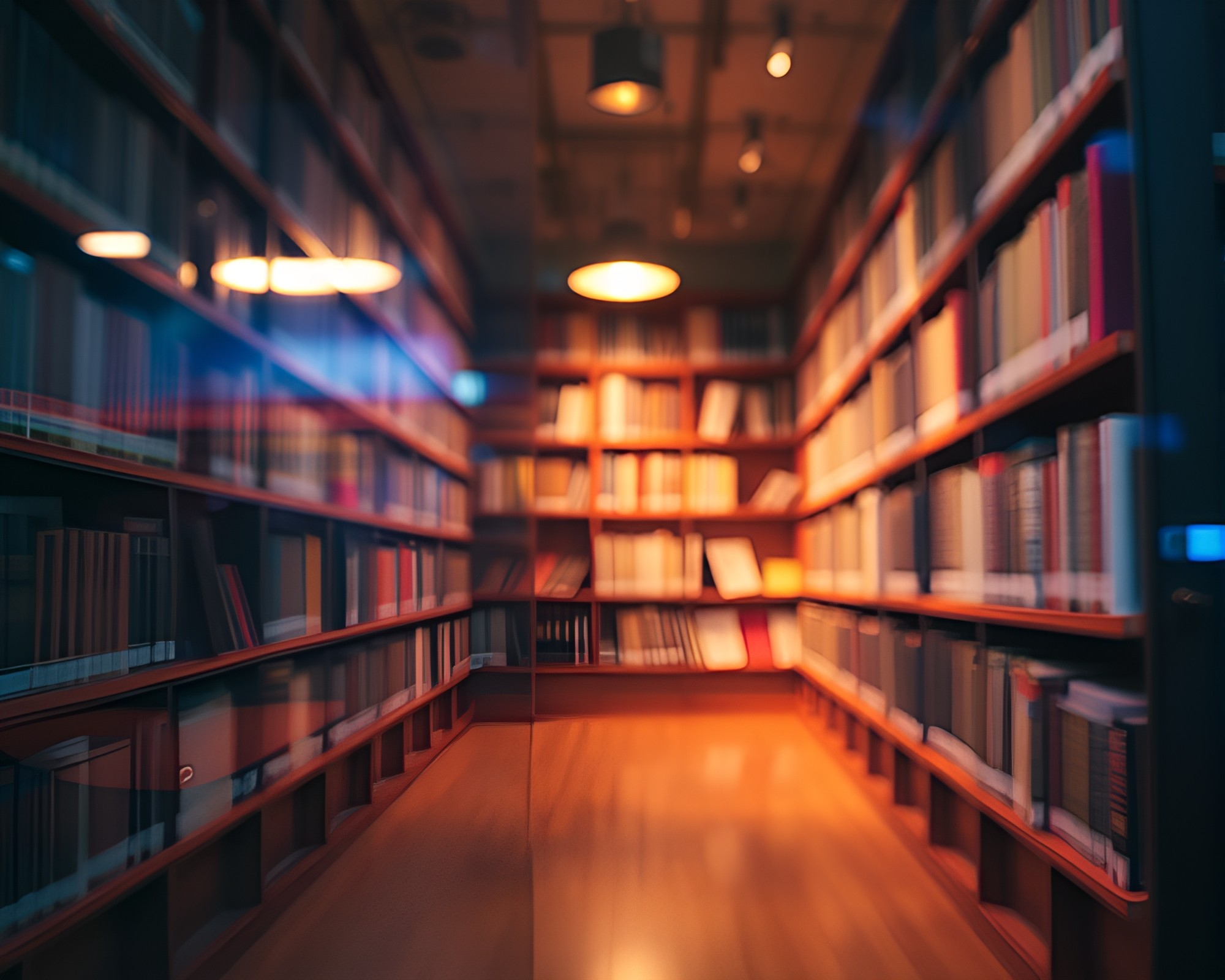 Futuristic Holographic Display in Artistic Library Setting – free AI stock image