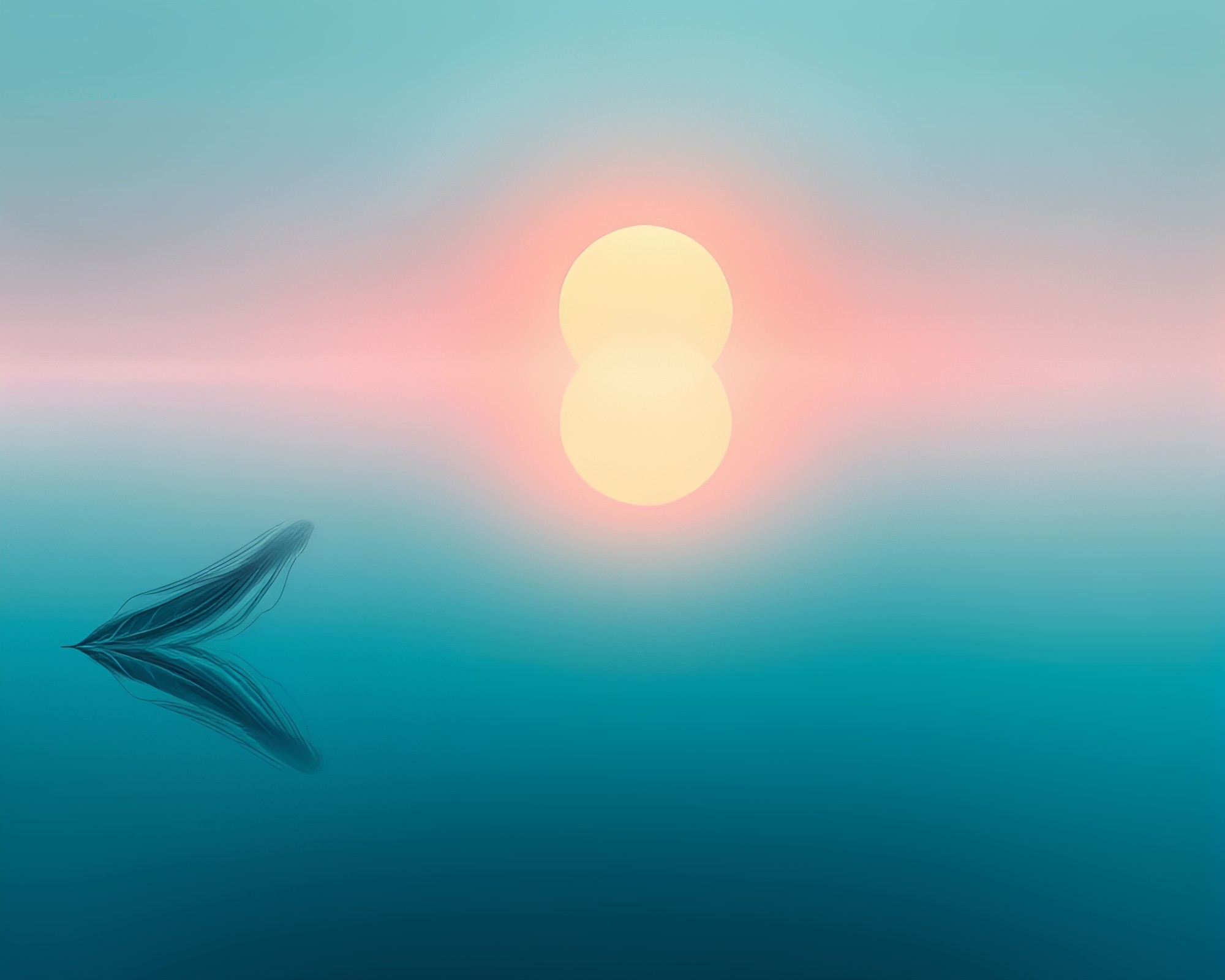 Turquoise Peacock Reflection Silhouette Matte Painting – free AI stock image