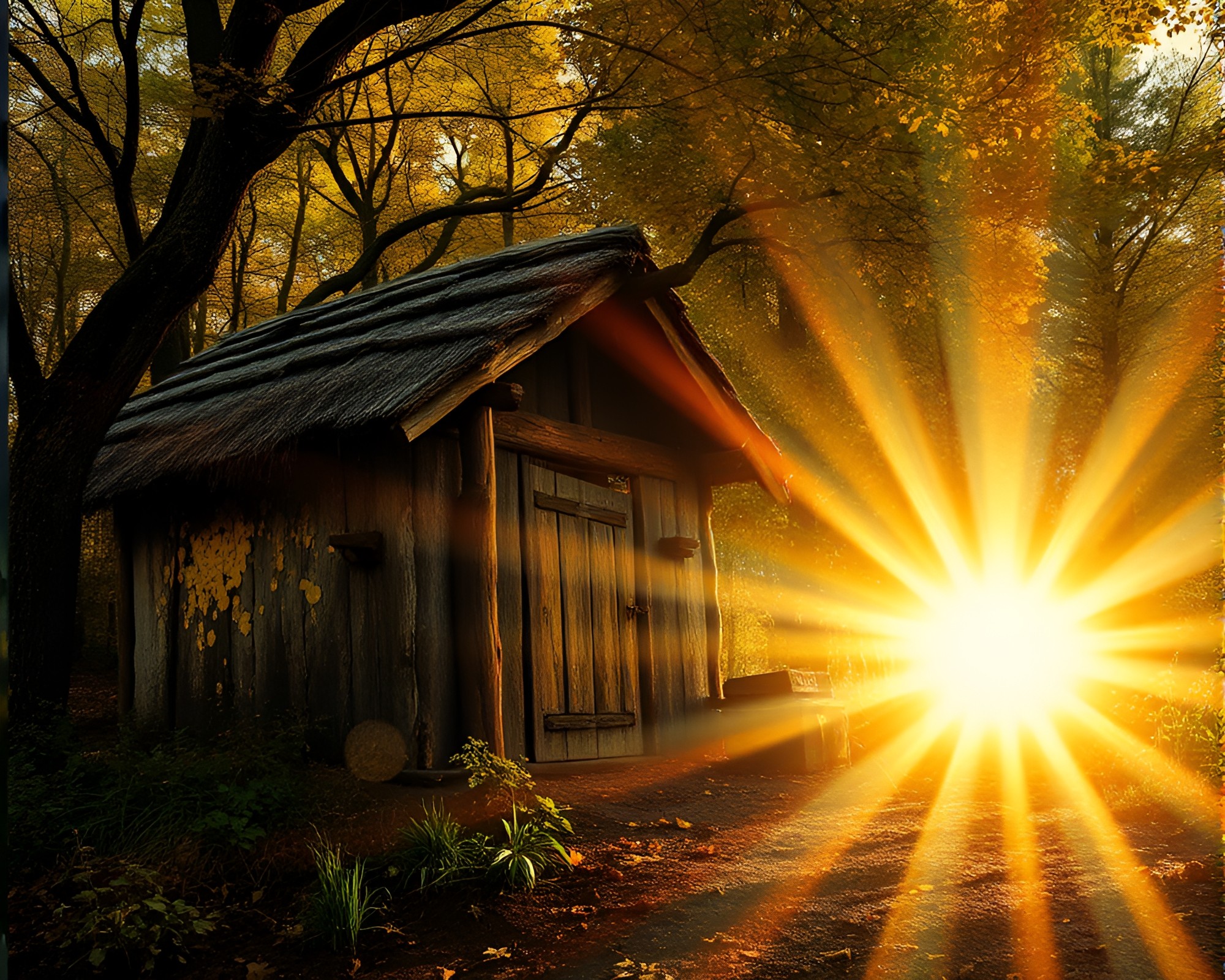 Mildew-spotted Mud Hut Glowing in Solar Flare Light – free AI stock image