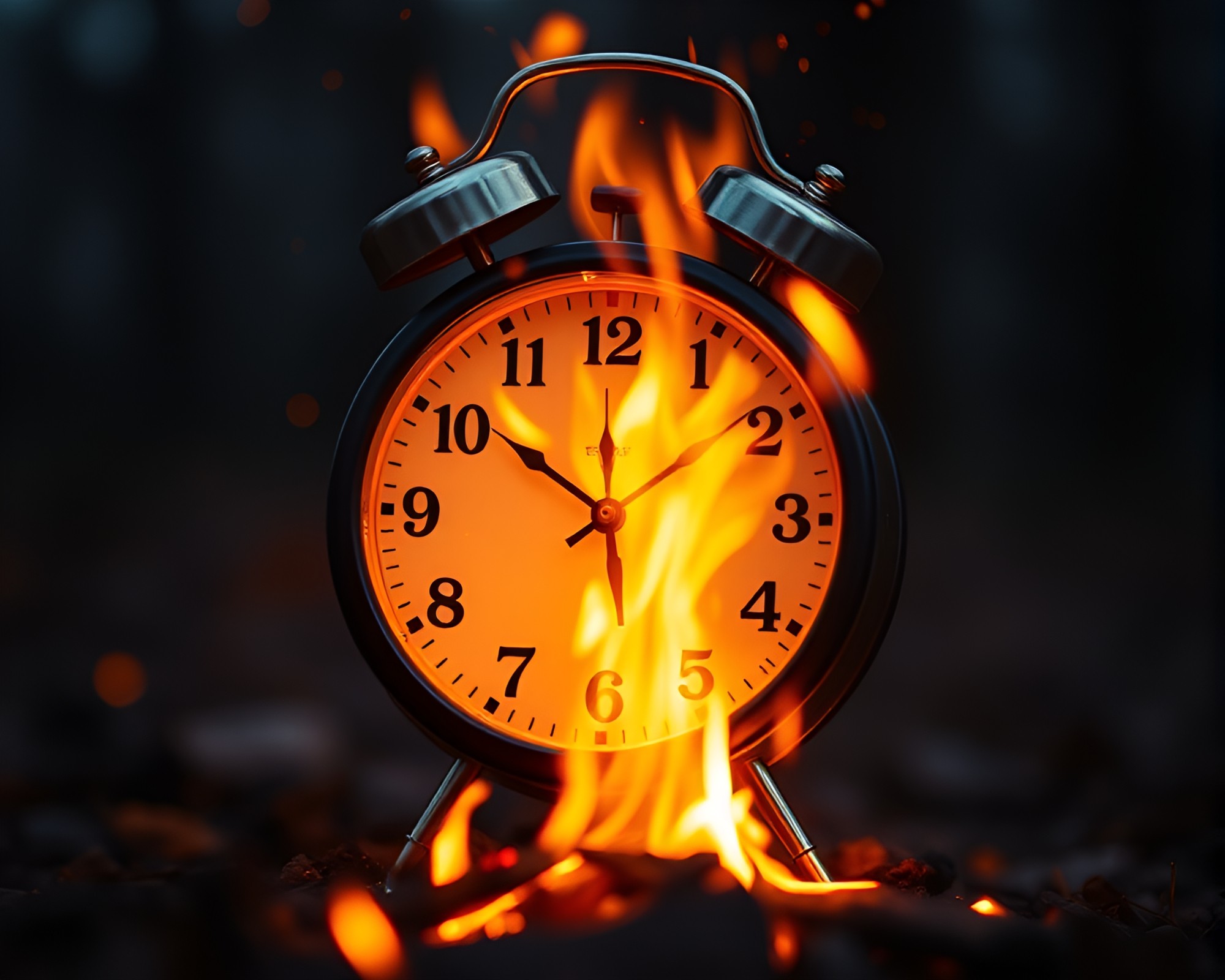 Chrono clock bonfire in dreamy bokeh setting – free AI stock image
