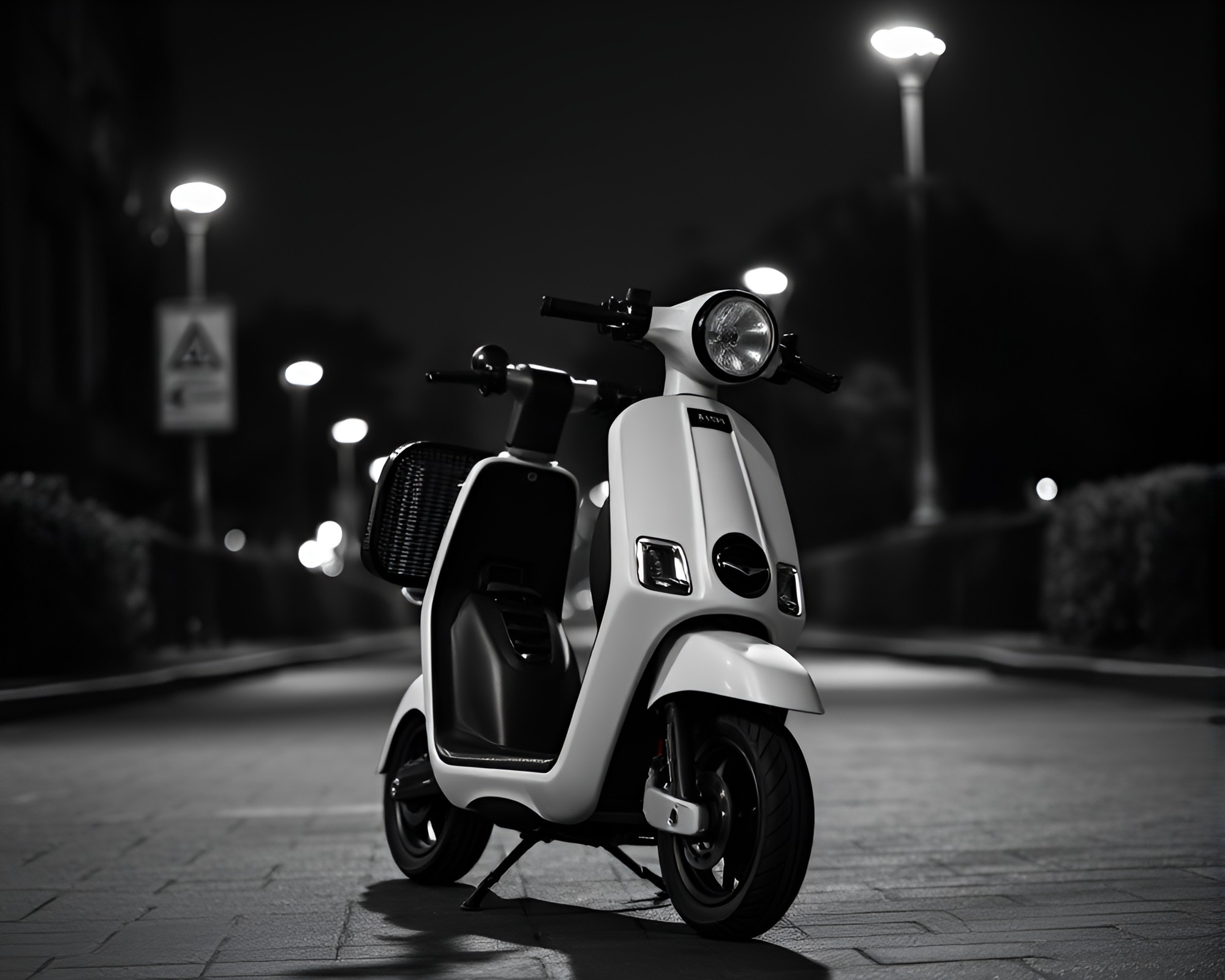 Electric Scooter Focus Stacking in Lunar Duotone – free AI stock image