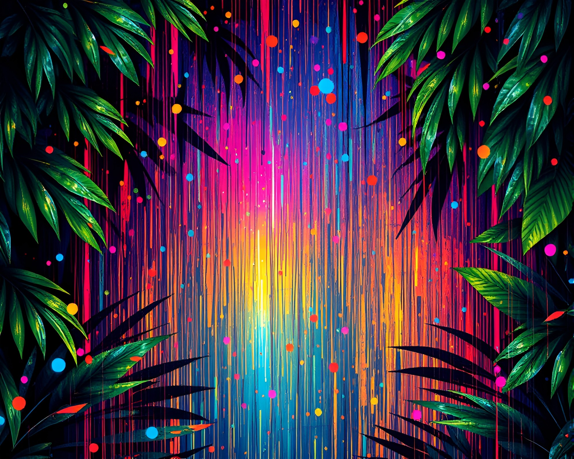 Jungle Pixelated Confetti Burst in Metallic Scratches Composition – free AI stock image