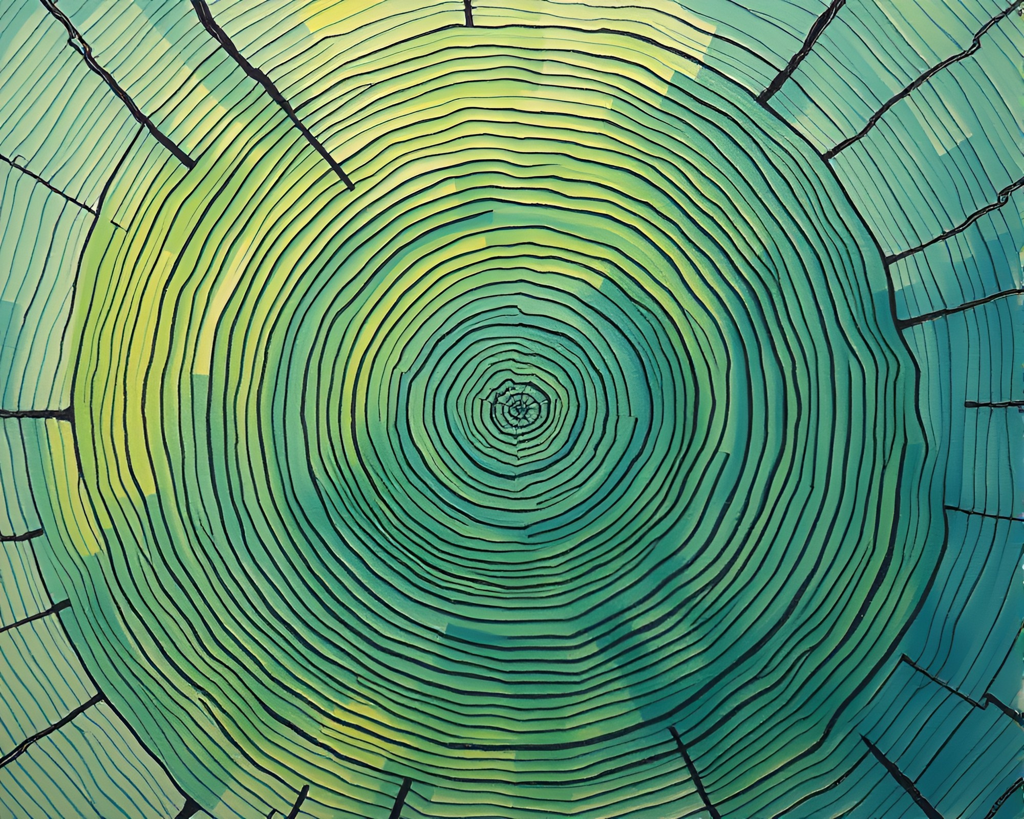 Mystical Ley Line Tree Ring Expressionist Art – free AI stock image