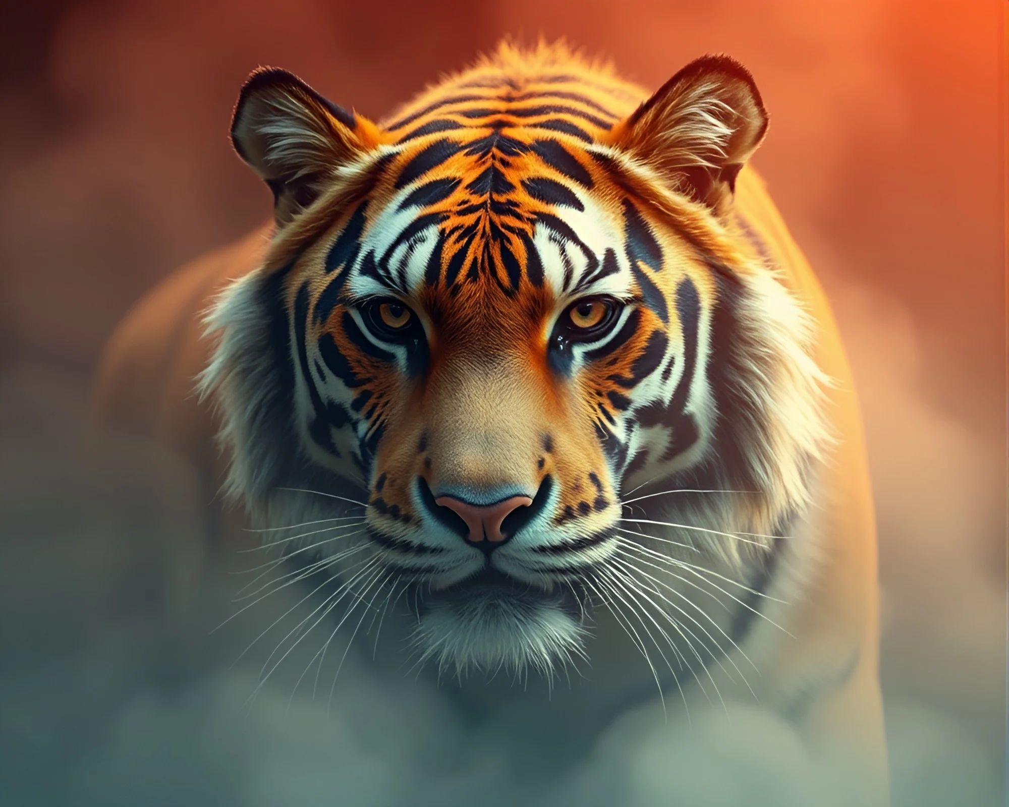 Glitch Tiger in Smoky Haze