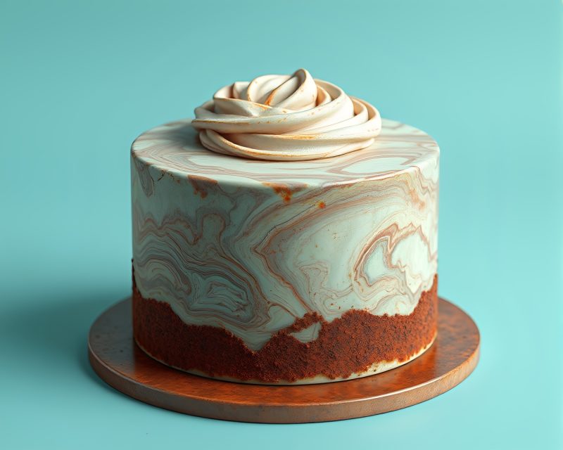 Rust Patina Marbled Cake in Triadic Color Scheme – free AI stock image