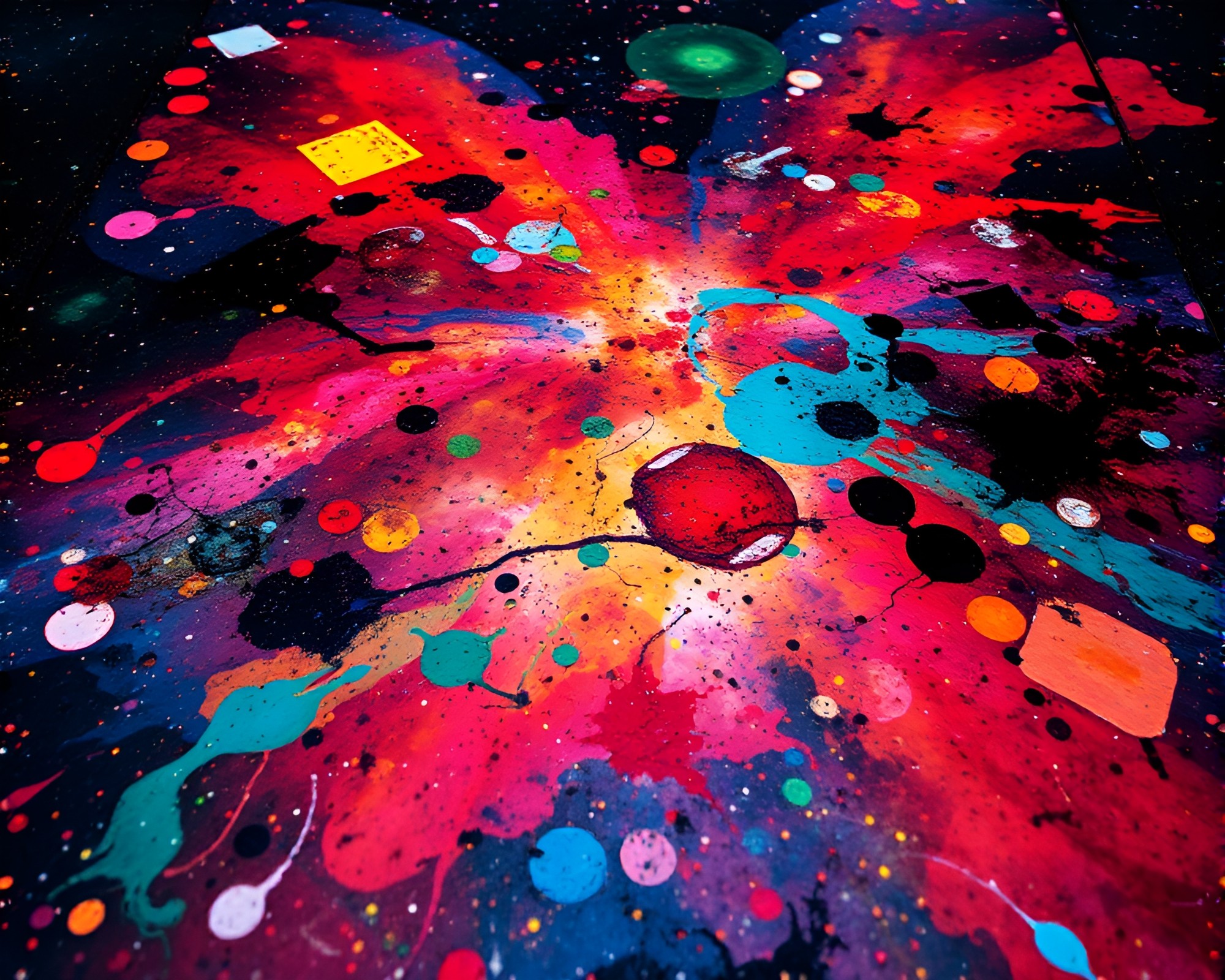 Grunge Wet Pavement Astral Projection Scene – free AI stock image