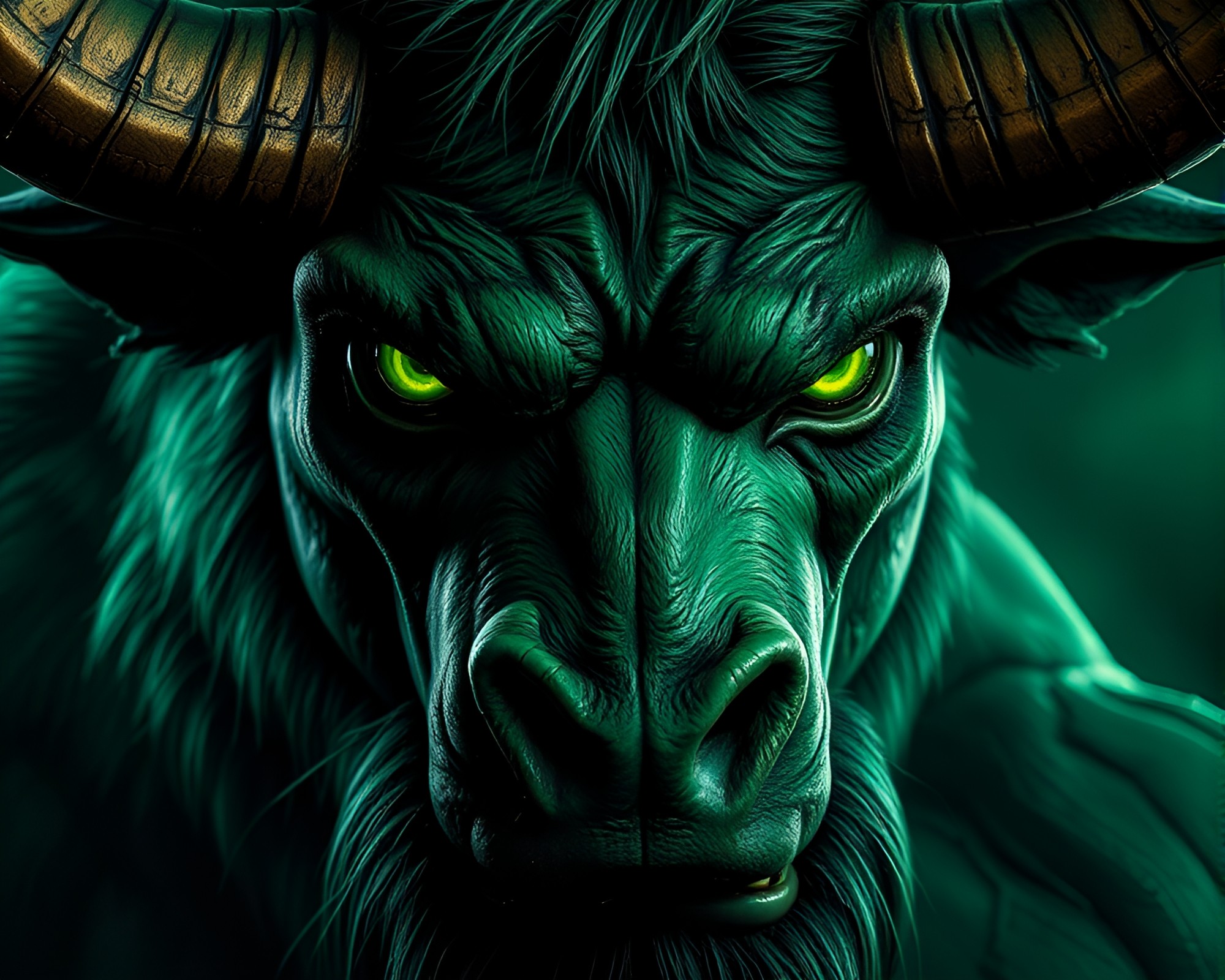 Emerald Minotaur Sgraffito Close-Up – free AI stock image