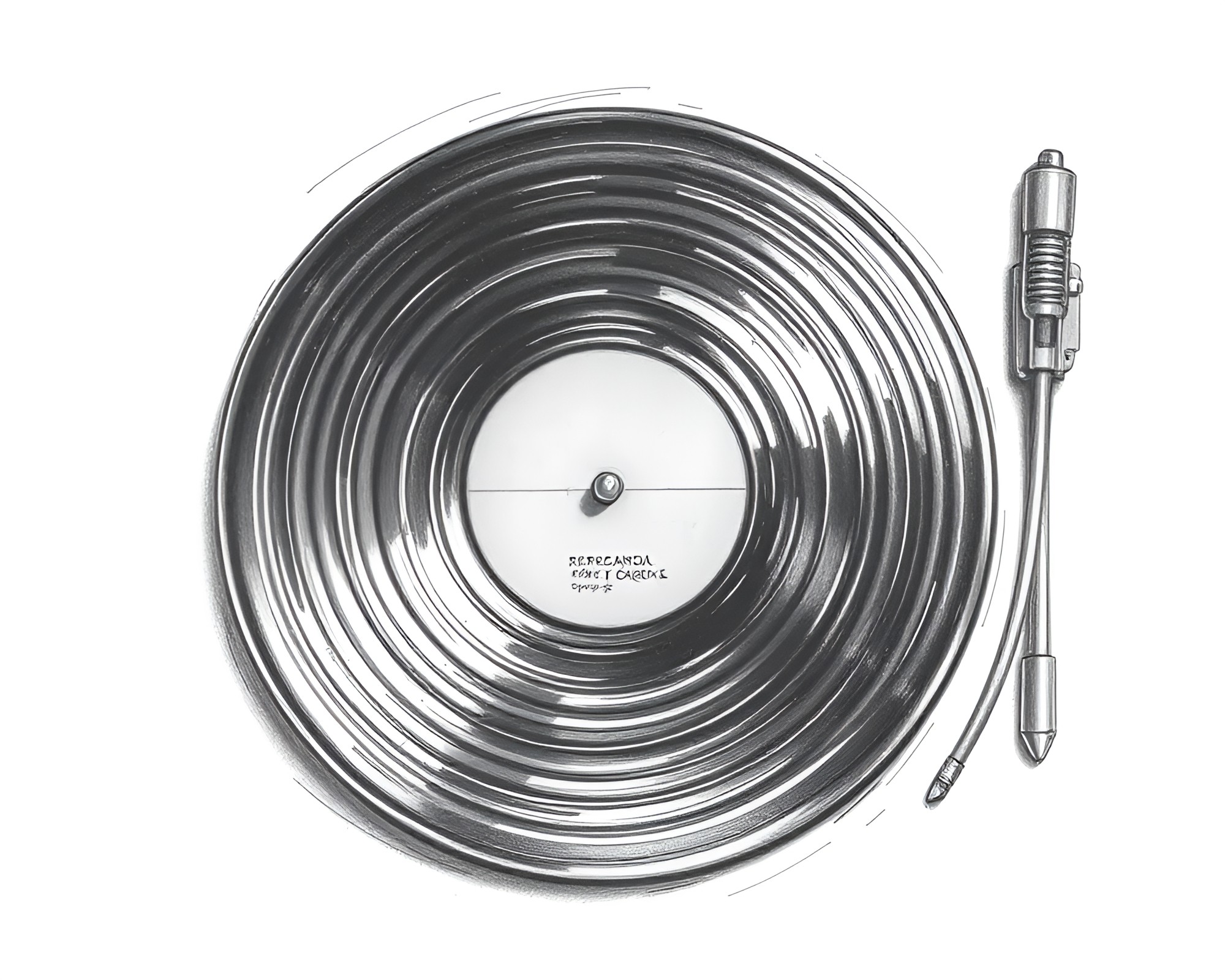 Vintage Vinyl Record with Retro Shading Strokes Sketch – free AI stock image