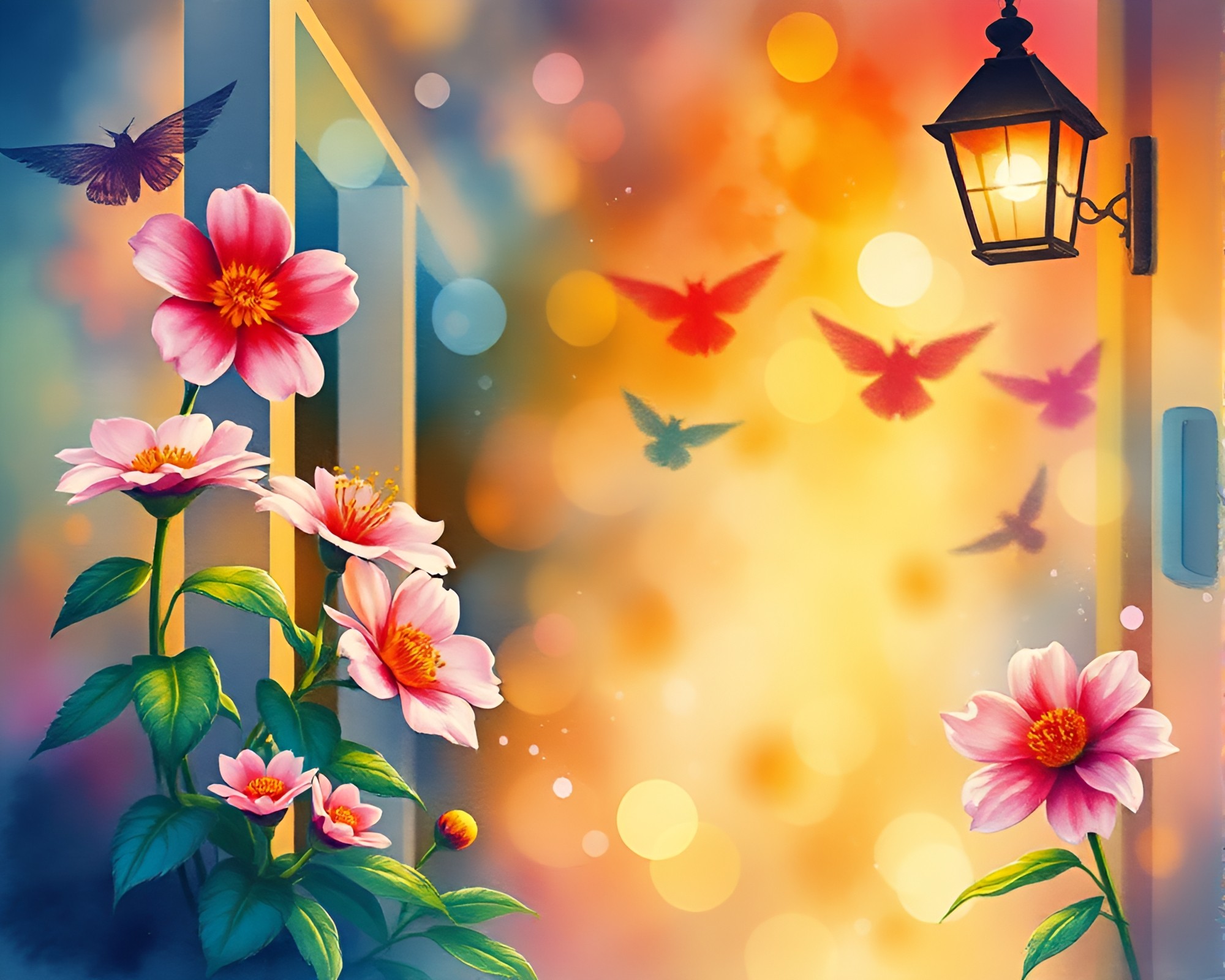 Enchanted Fairy Garden with Watercolor Blooms – free AI stock image