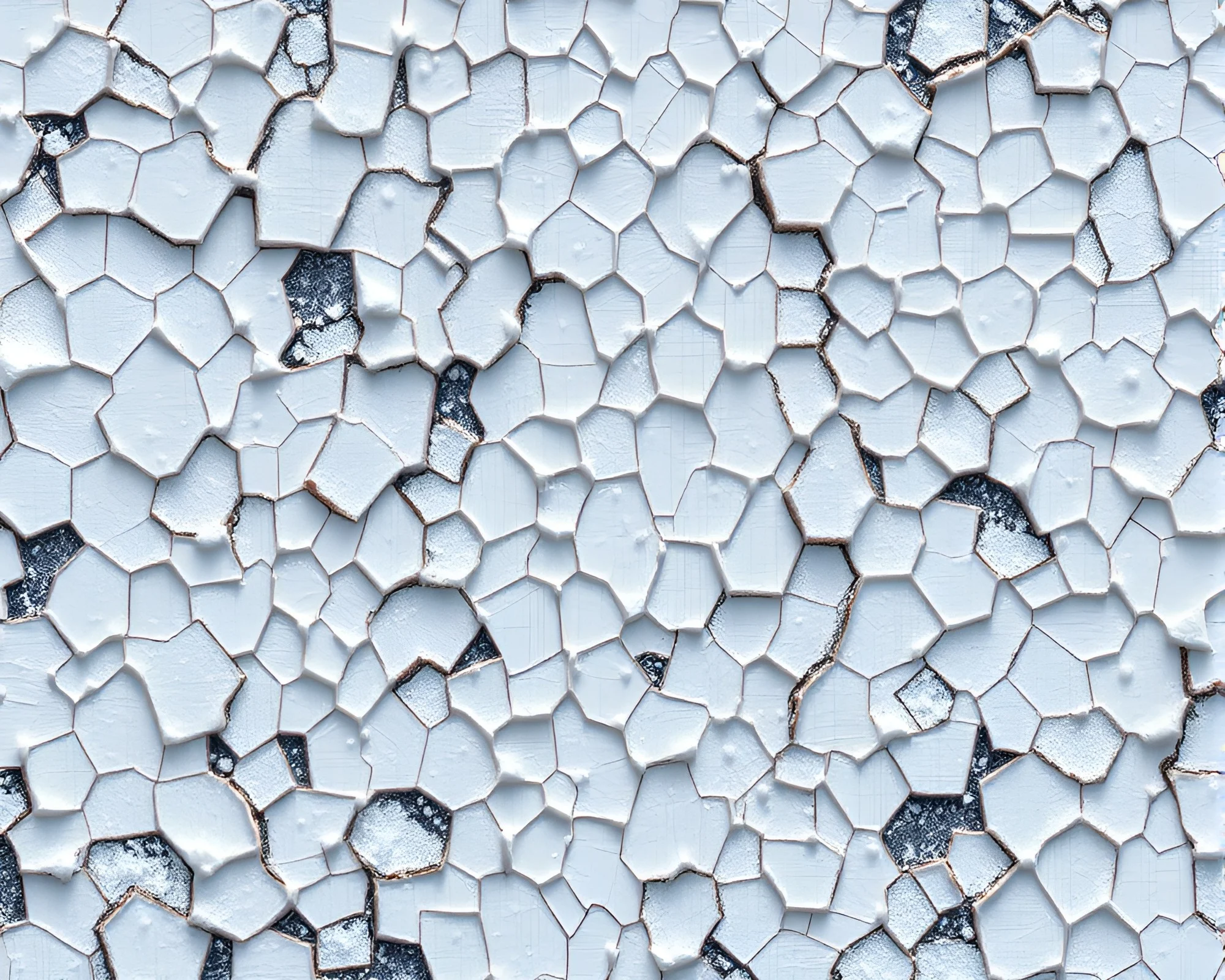 Snowy Cubist Escher Tessellation with Scratch Textures