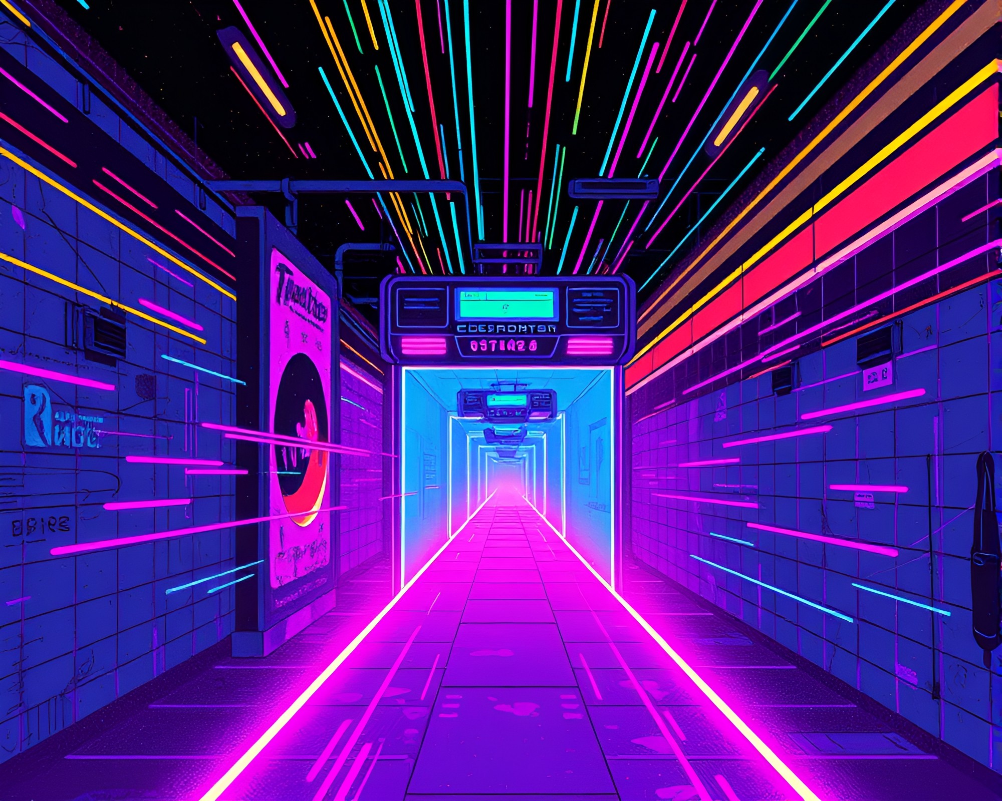 Retro Quantum Teleportation Street Art – free AI stock image