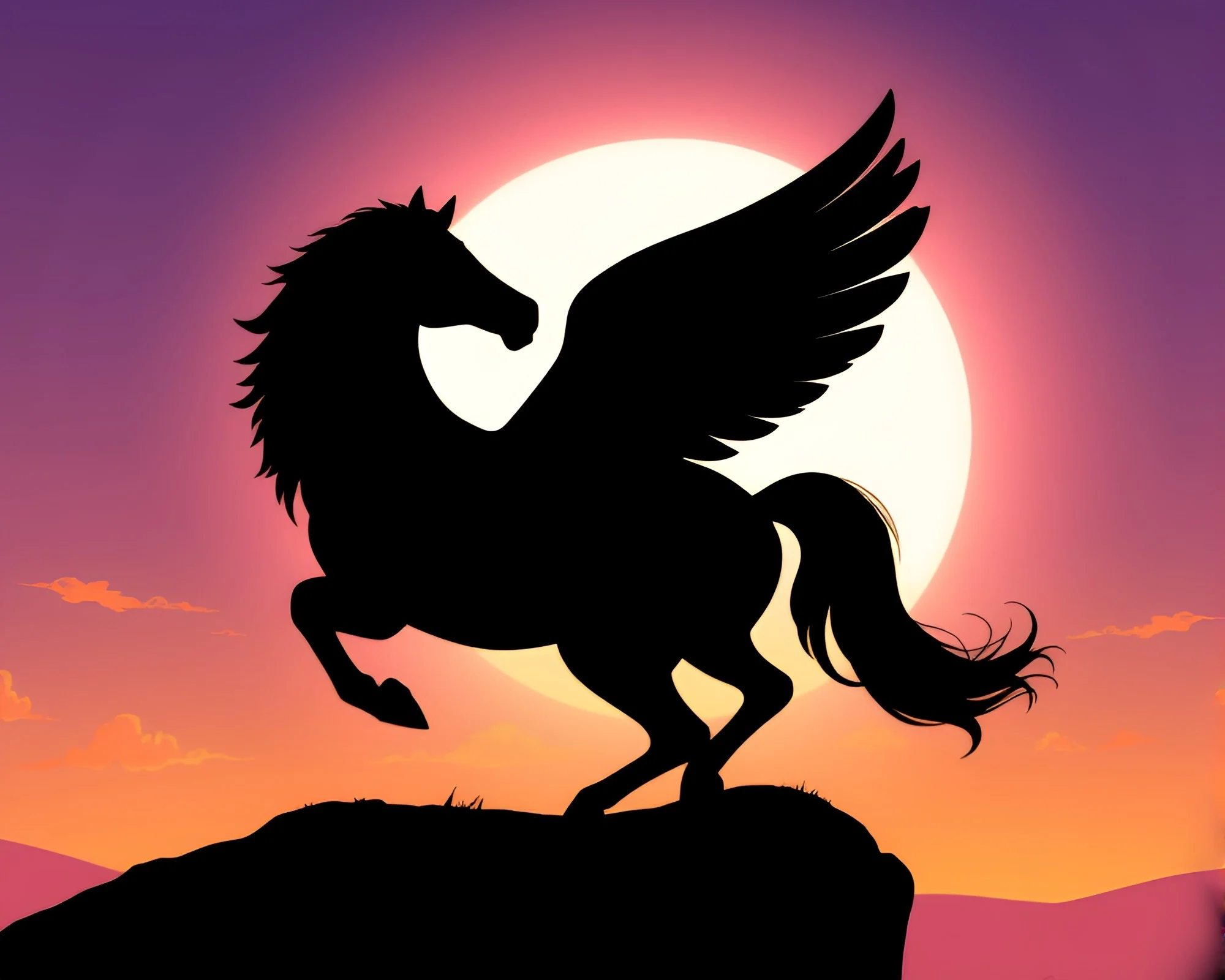 Shadowed Retro Pegasus in 80s VHS Style