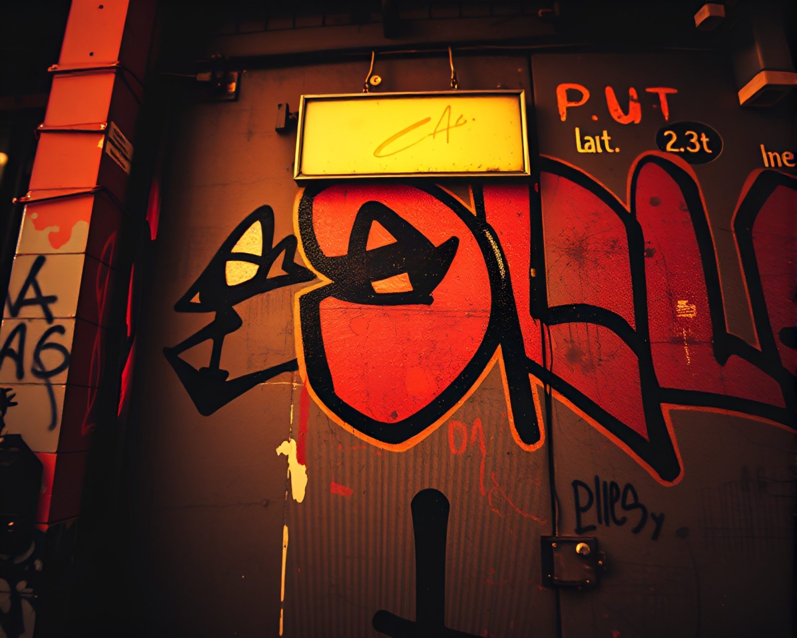 Graffiti-colored sextant in dynamic halftone vector art style