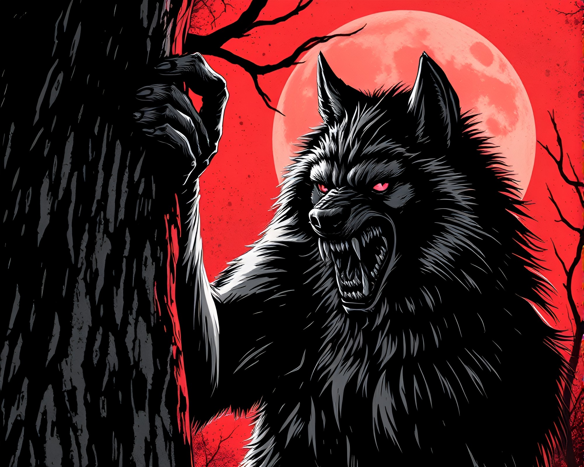 Werewolf Noir: Hatching Shadows – free AI stock image