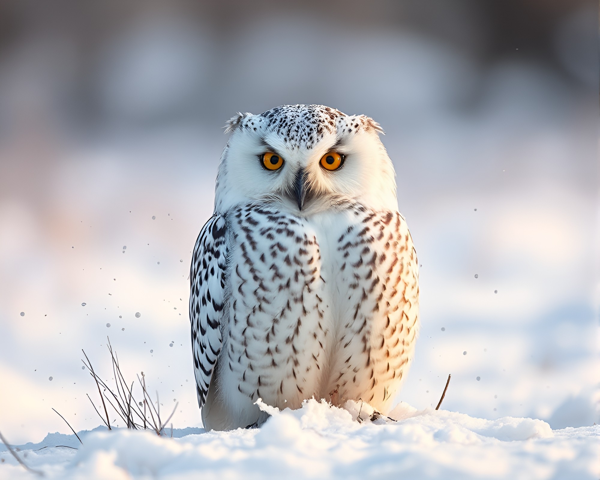 Snowy Owl in Off-Center Color Splash Composition – free AI stock image