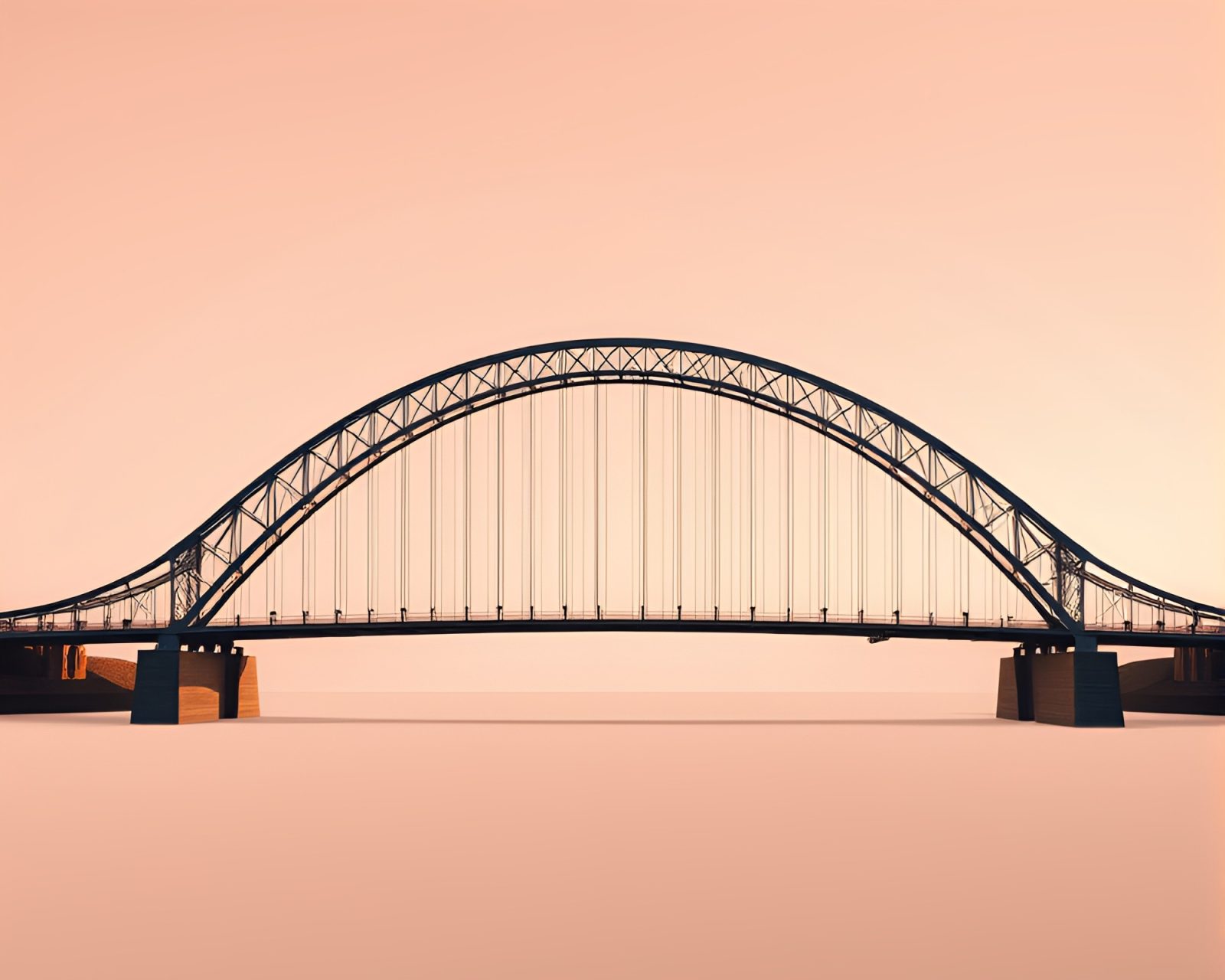 Tranquil scene of glass bridge glowing in pink hues