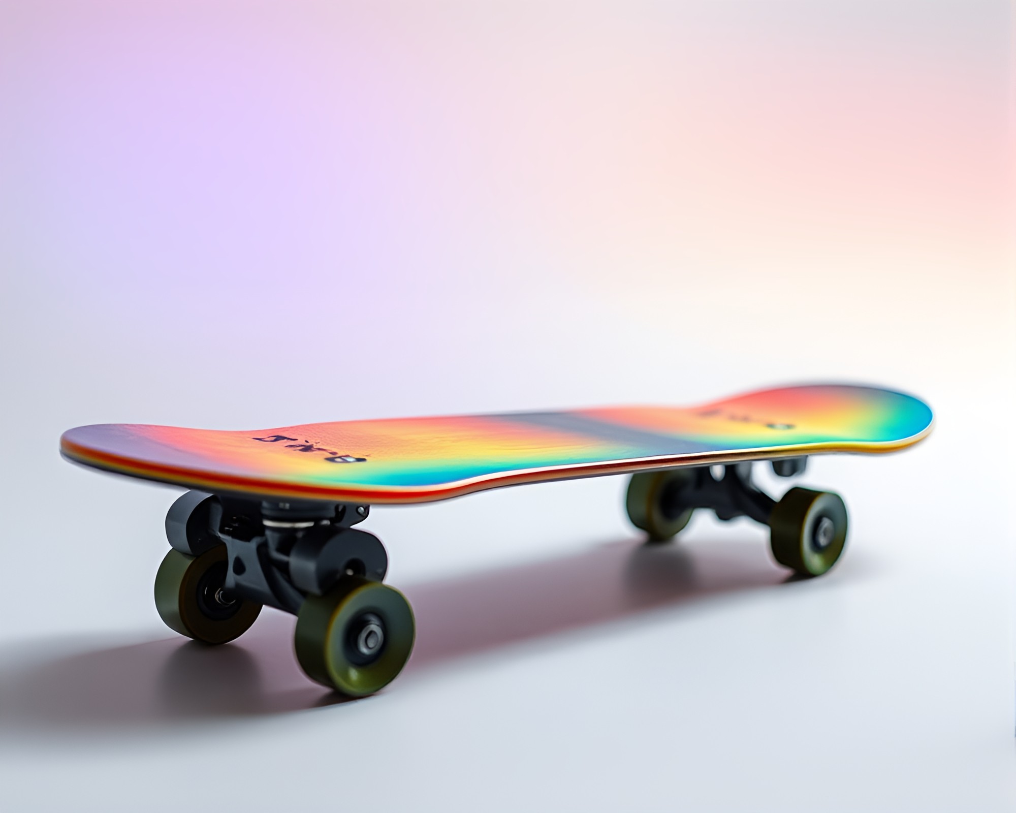 Rainbow Spectrum Skateboarder in Chromatic Aberration Mixed Media Art – free AI stock image