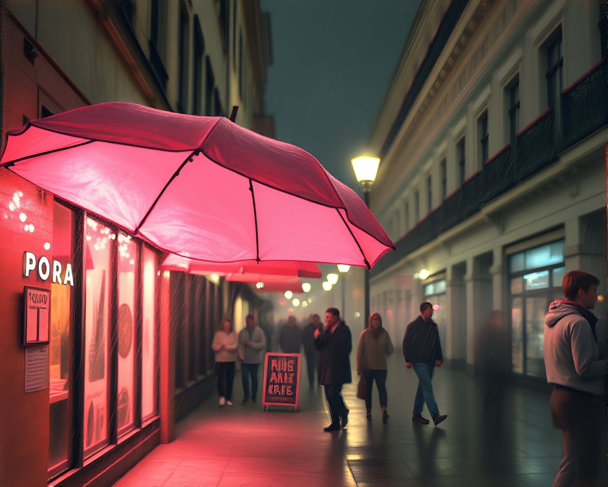 Neon Umbrella Street Art Tag in Blush Pink – free AI stock image