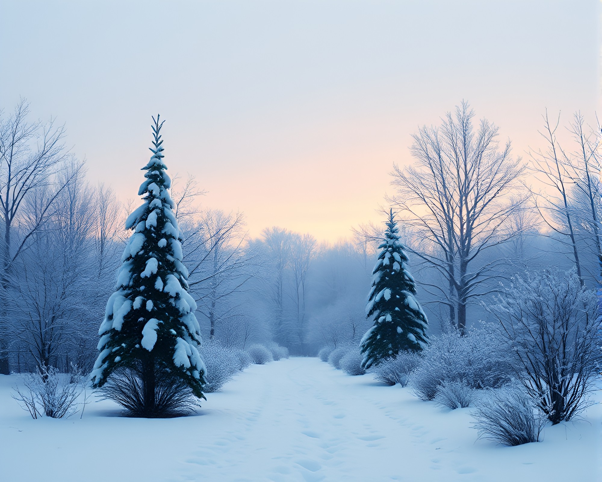 Glistening Sky Garden in Snowy Divisionism – free AI stock image