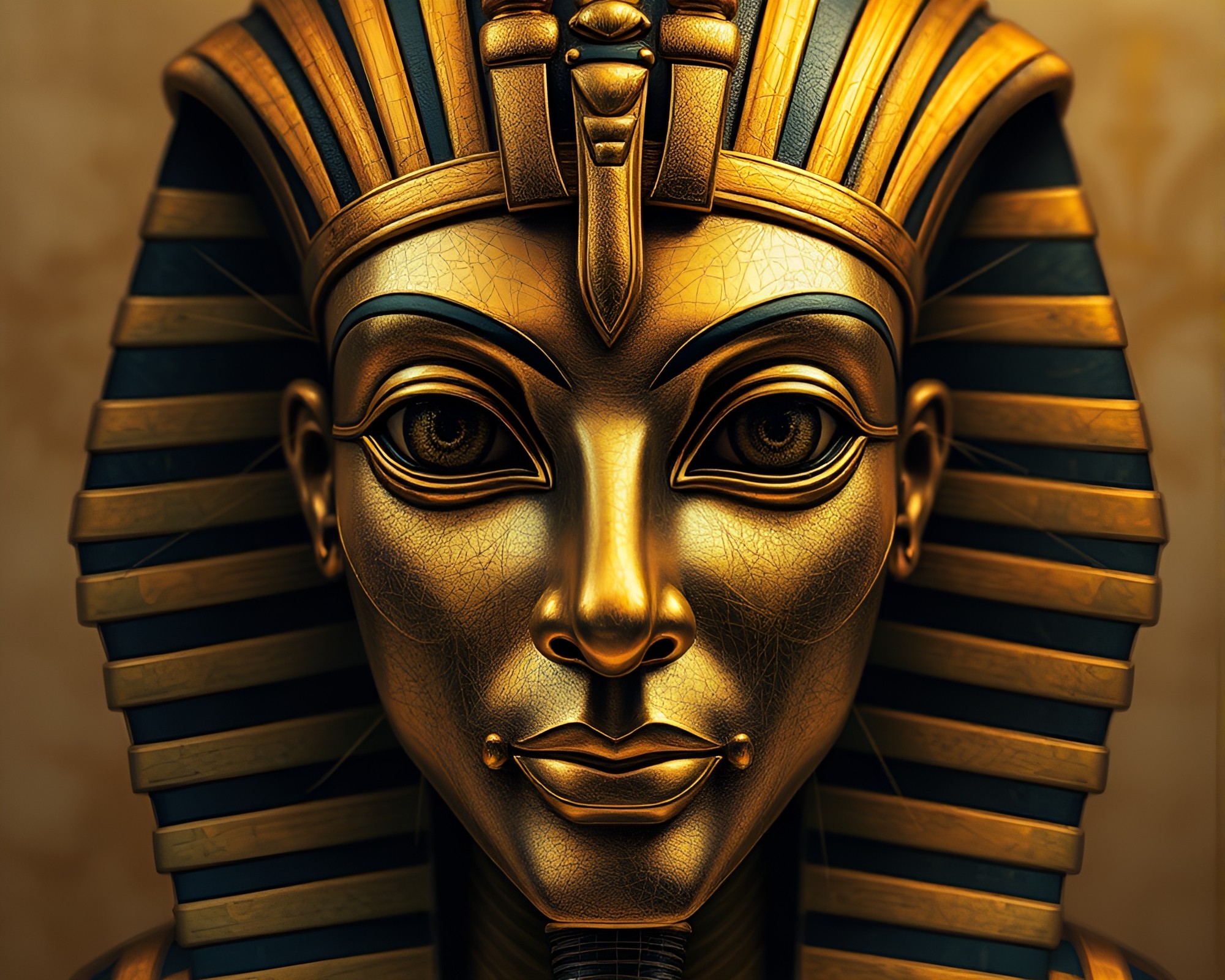 Pharaoh’s Mask Fashion Illustration with Bronze Sheen – free AI stock image