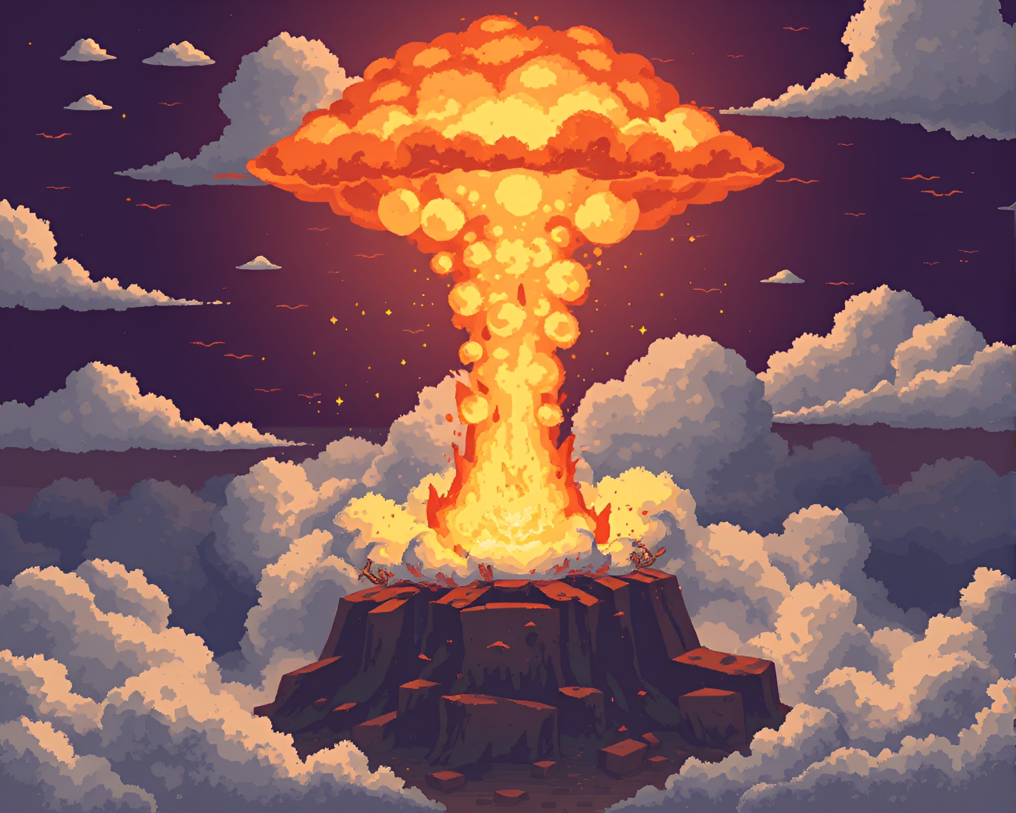 Kangaroo in 8-bit Explosion Cloud – free AI stock image