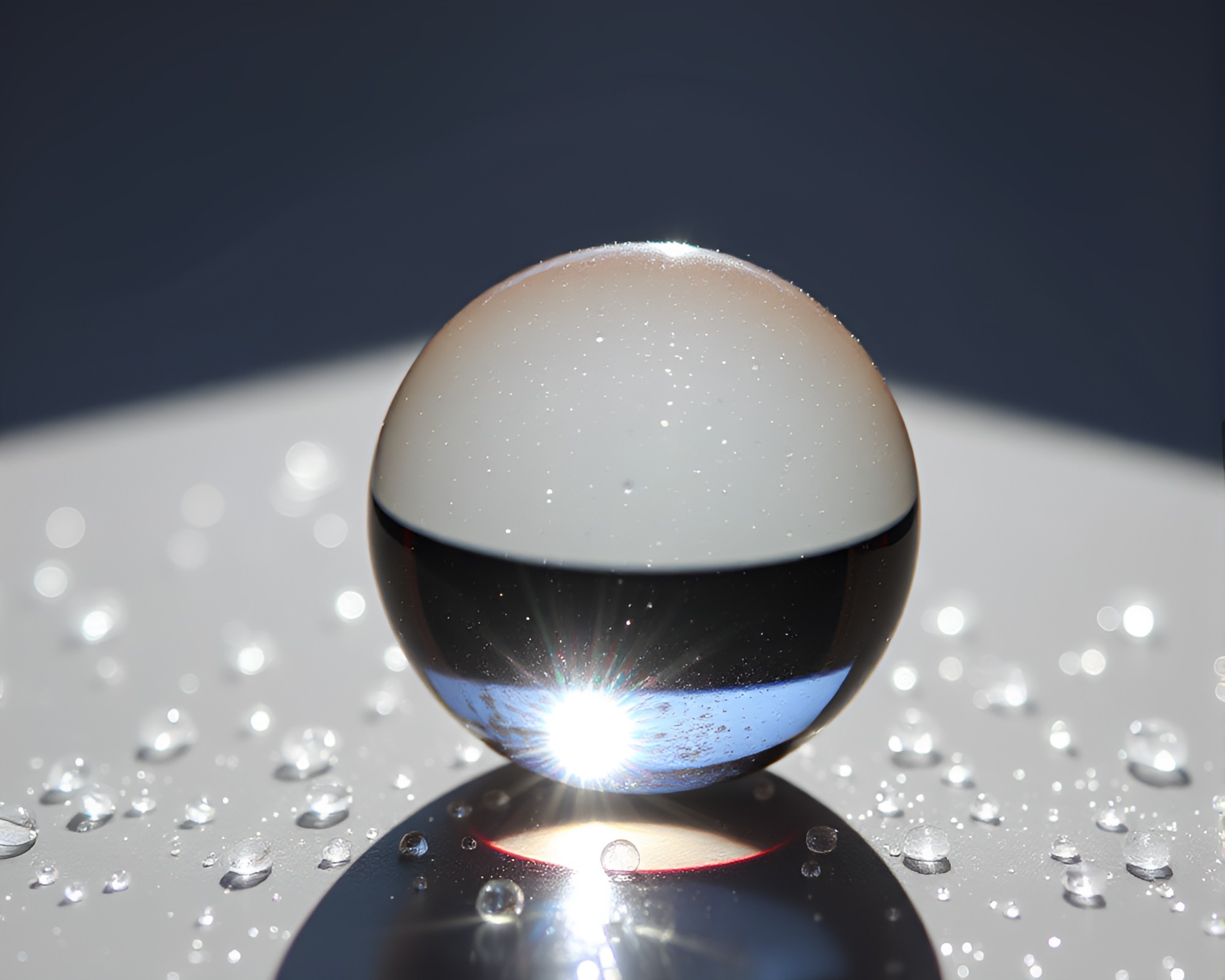 Glistening Glass Orb in Eclipse Shadow – free AI stock image