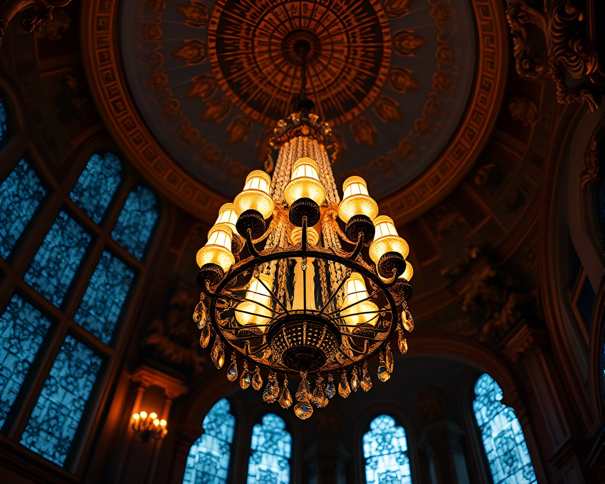 Victorian Chandelier in Utopian Opera House Glow – free AI stock image