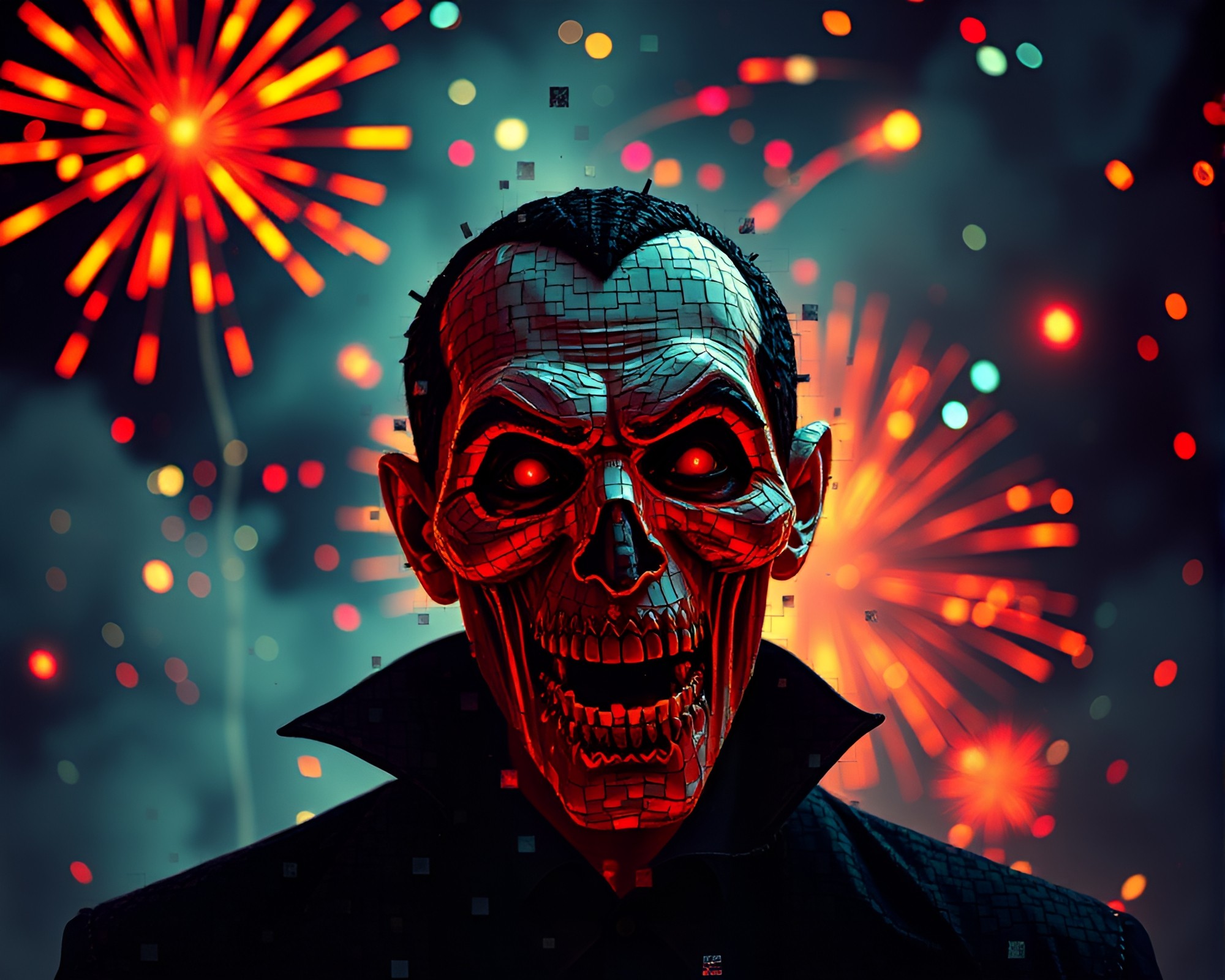 Vampire Festival Fireworks Mosaic Artwork – free AI stock image
