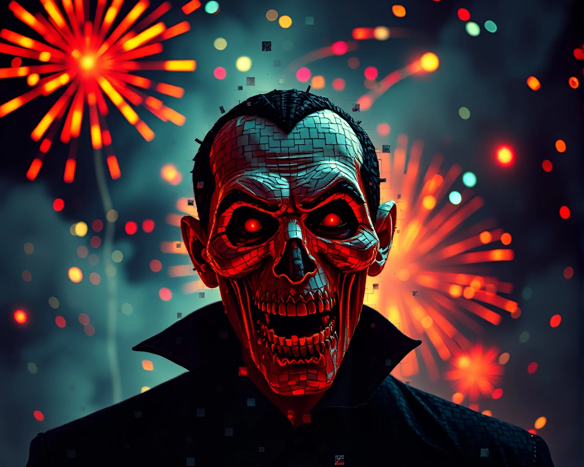 Vampire Festival Fireworks Mosaic Artwork