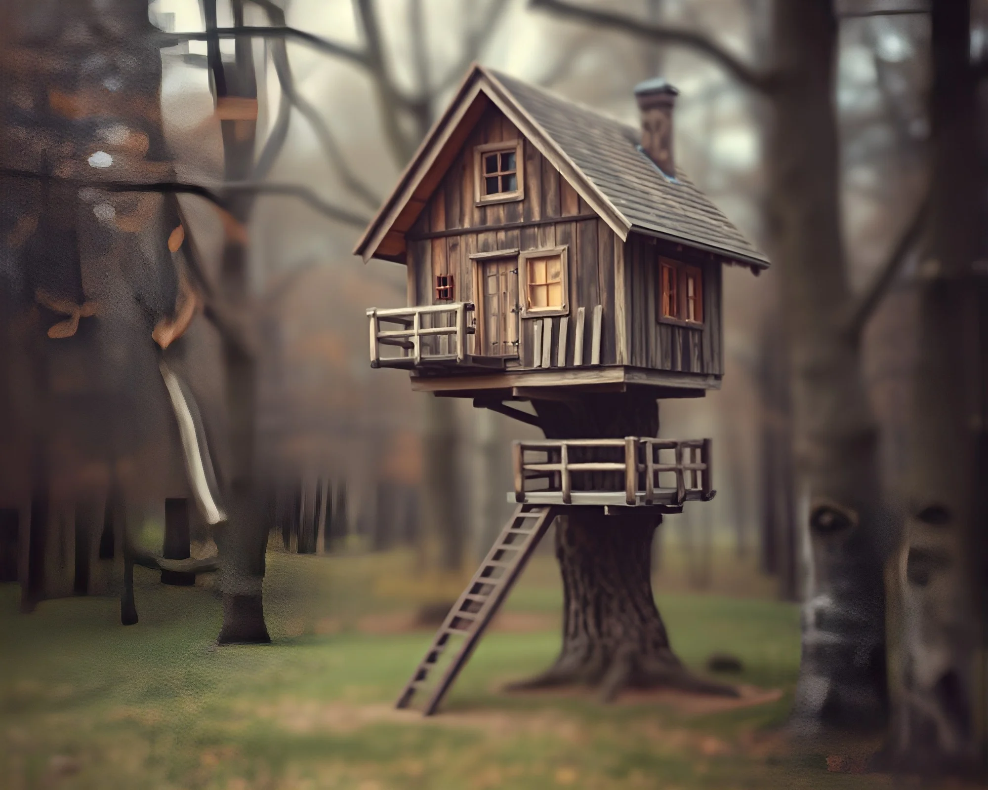 Enchanted Treehouse in Dreamy Washed-Out Hues