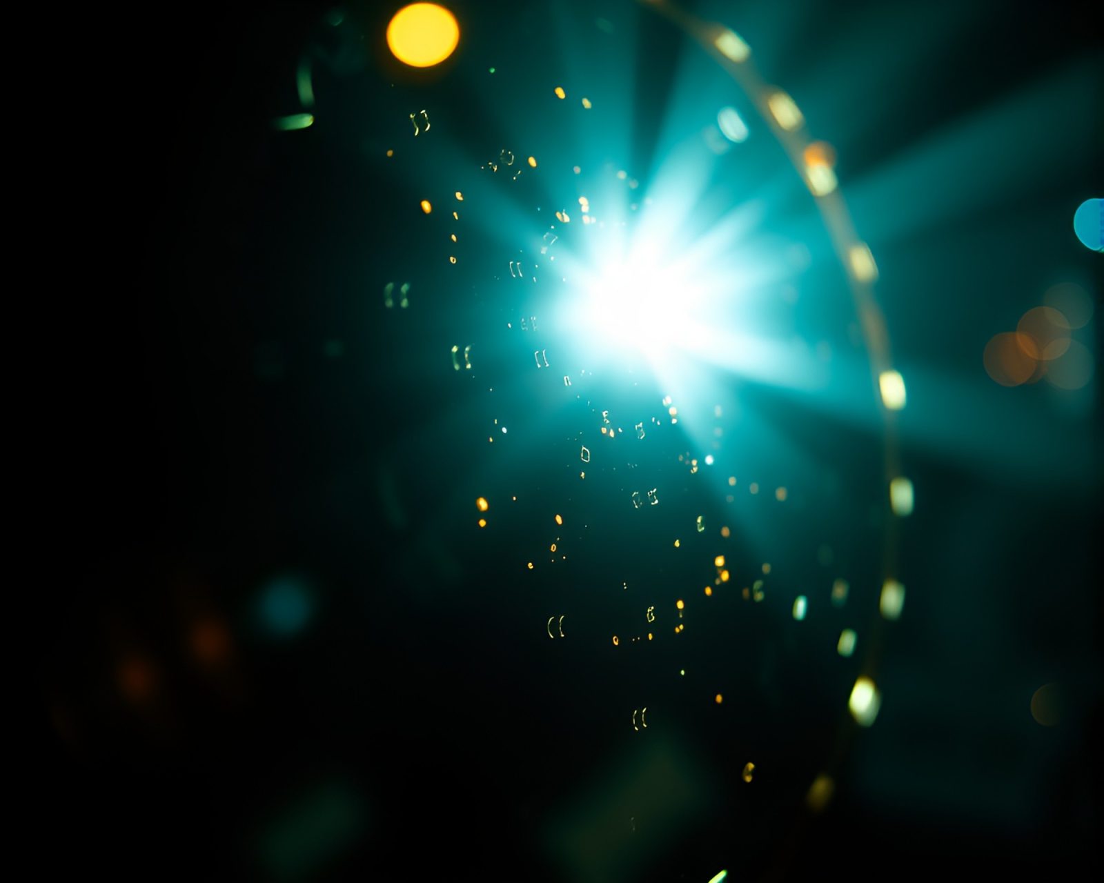 Artistic rendering of motorcycle with glowing firefly lights