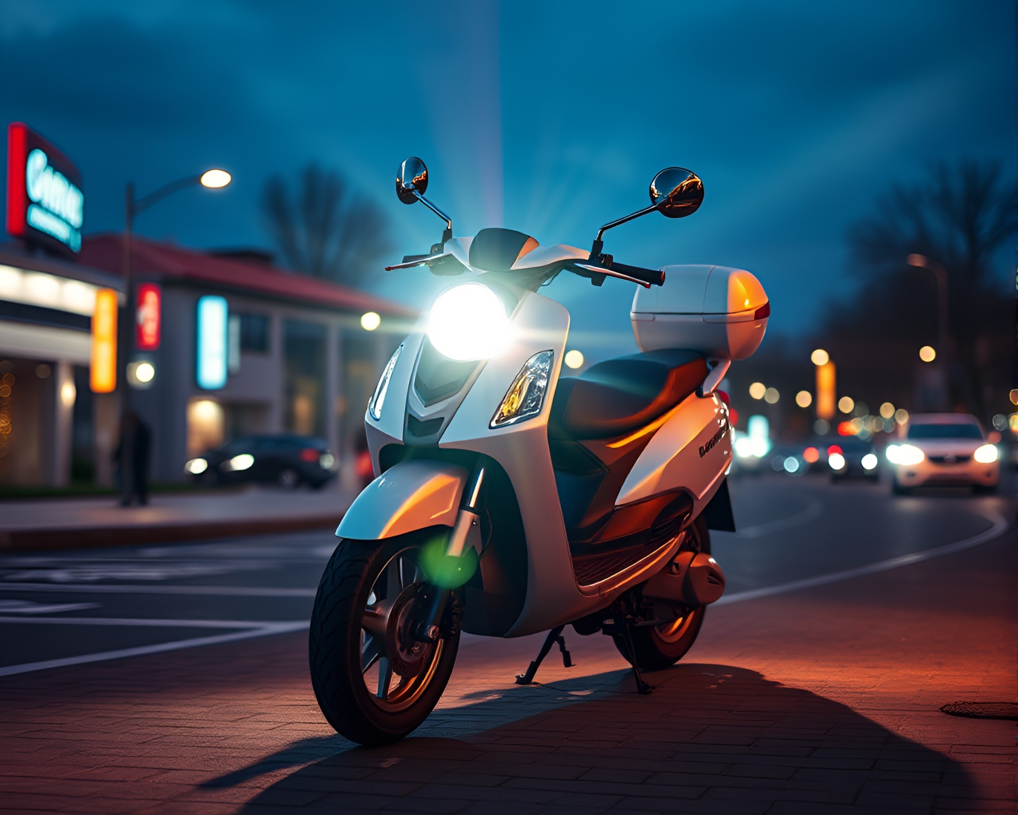 Vibrant Lens Flare Electric Scooter CGI Render – free AI stock image