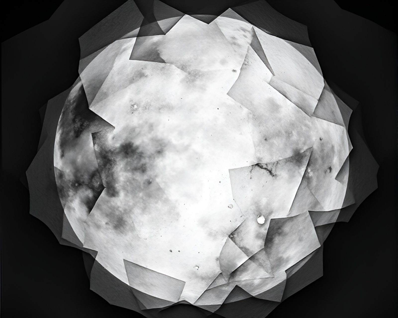 Abstract expressionist LED moonlight paper texture illumination art