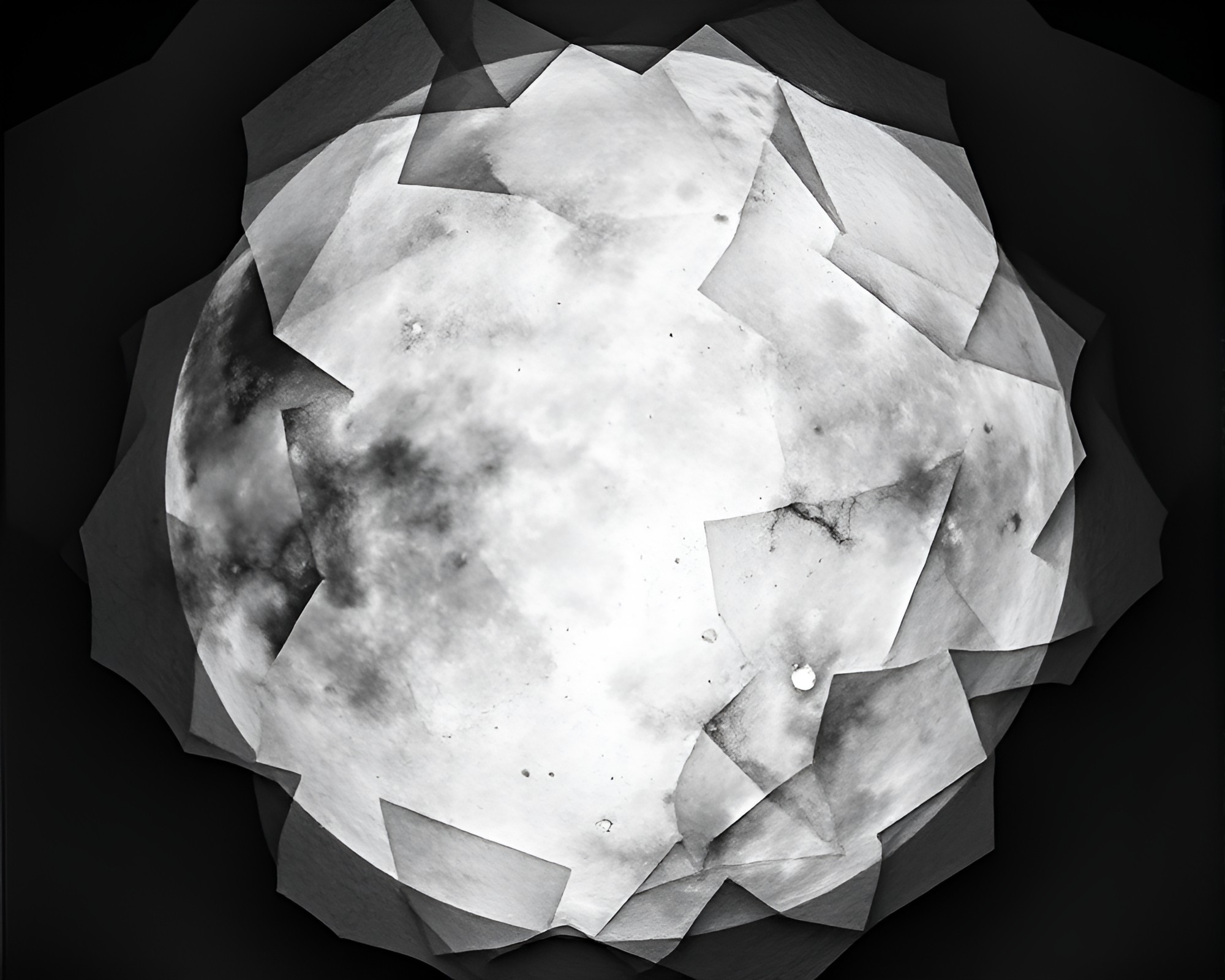 Abstract Lunar Grayscale LED Light Art Composition – free AI stock image